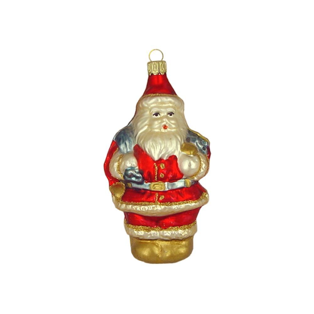 Haberland Glasschmuck Lauscha Christbaumschmuck Weihnachtsmann mit Rucksack bunt matt 11 cm Lauschaer Glas