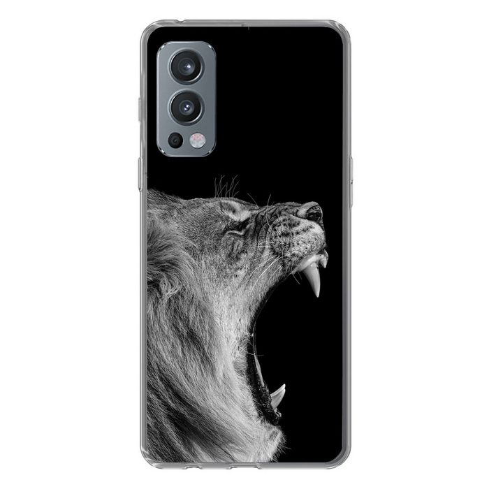 MuchoWow Handyhülle Tiere - Löwe - Schwarz - Weiß - Porträt Phone Case Handyhülle OnePlus Nord 2 Silikon Schutzhülle