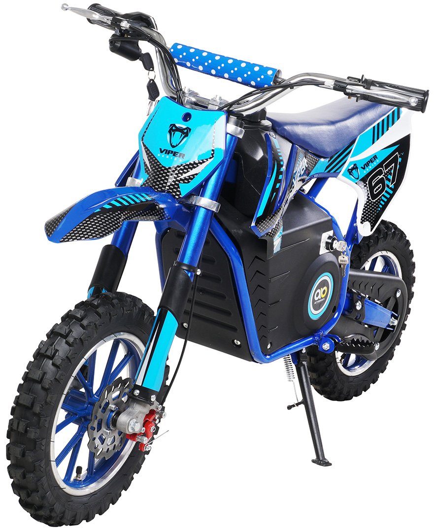 Actionbikes Motors Elektro-Kindermotorrad Kinder Crossbike Viper 1000 W Elektro - 3 Stufen - bis 25 km/h, Mini Dirt-Bike elektro Minicross Pitbike Pocket Bike ab 5 J. - blau