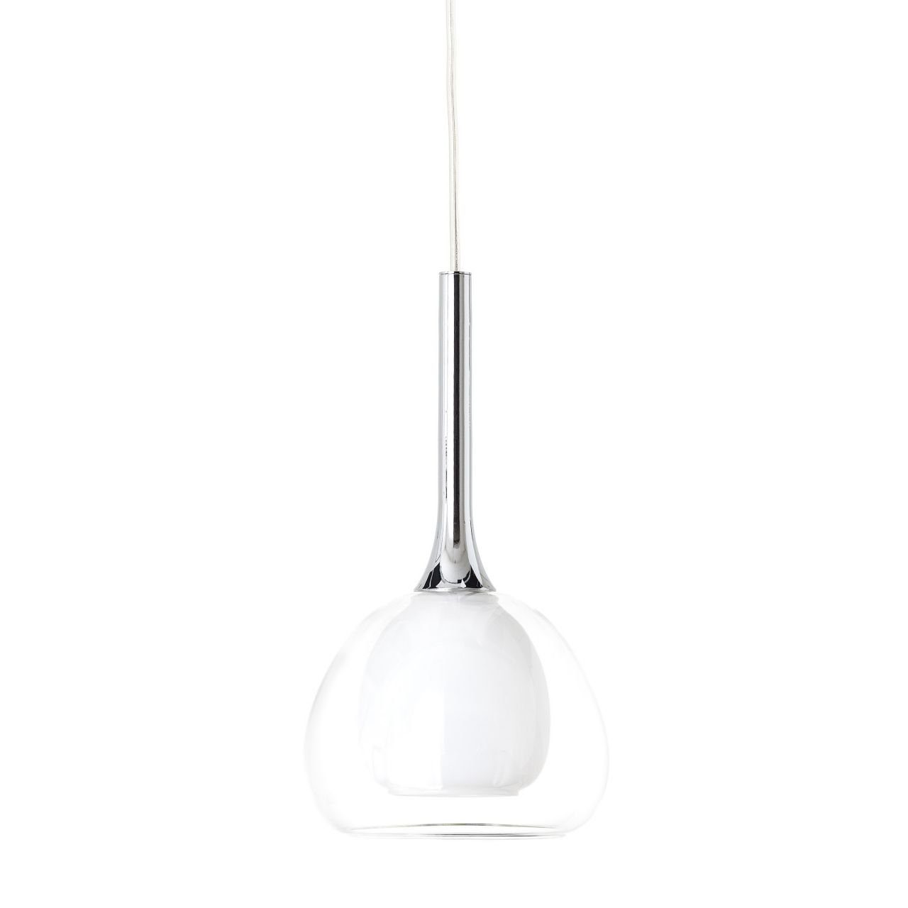 4 E14, 1x Pendelleuchte Hadan, D45, Brilliant 10cm chrom/weiß-transparent Pendelleuchte Hadan Lampe