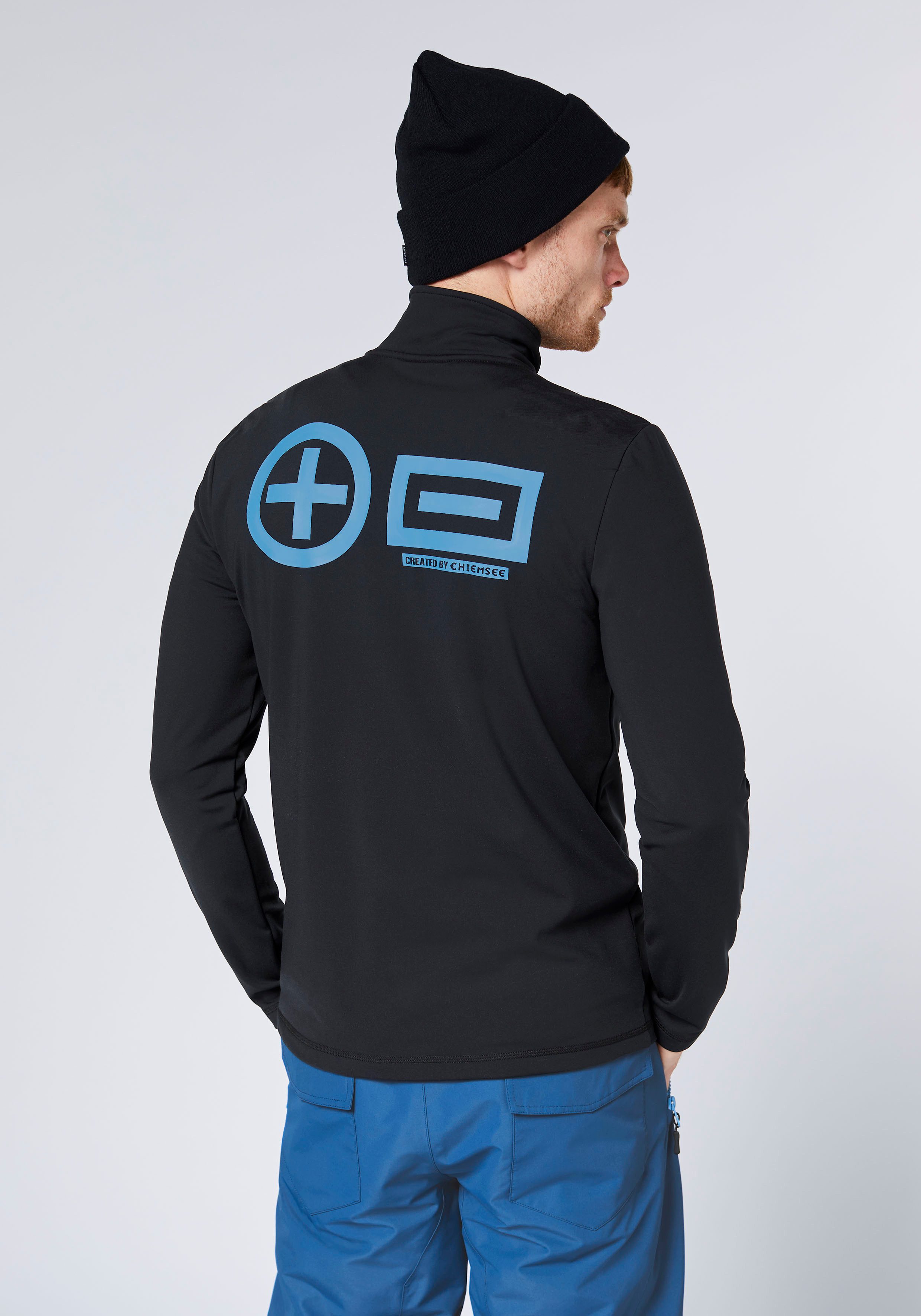 Chiemsee Strickfleece-Pullover mit sportlichem Logodruck, Langarm-Design, aus Strickfleece