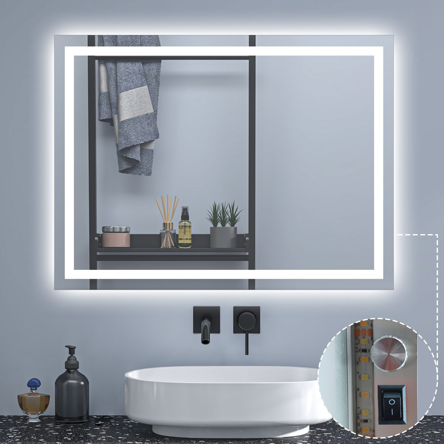 Aica Sanitär Badspiegel Wandspiegel Badezimmerspiegel Lichtspiegel Dimmbar günstig online kaufen