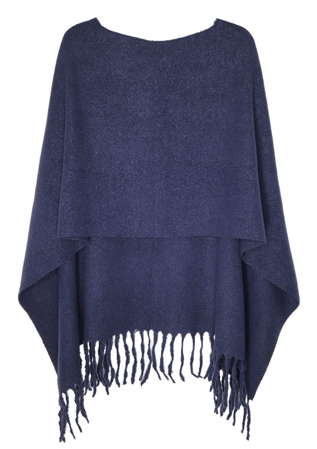 dy_mode Strickponcho Kuscheliger Damen Strickponcho mit Fransen – Unifarbener Überwurf/Cape Unifarbe, mit Fransen