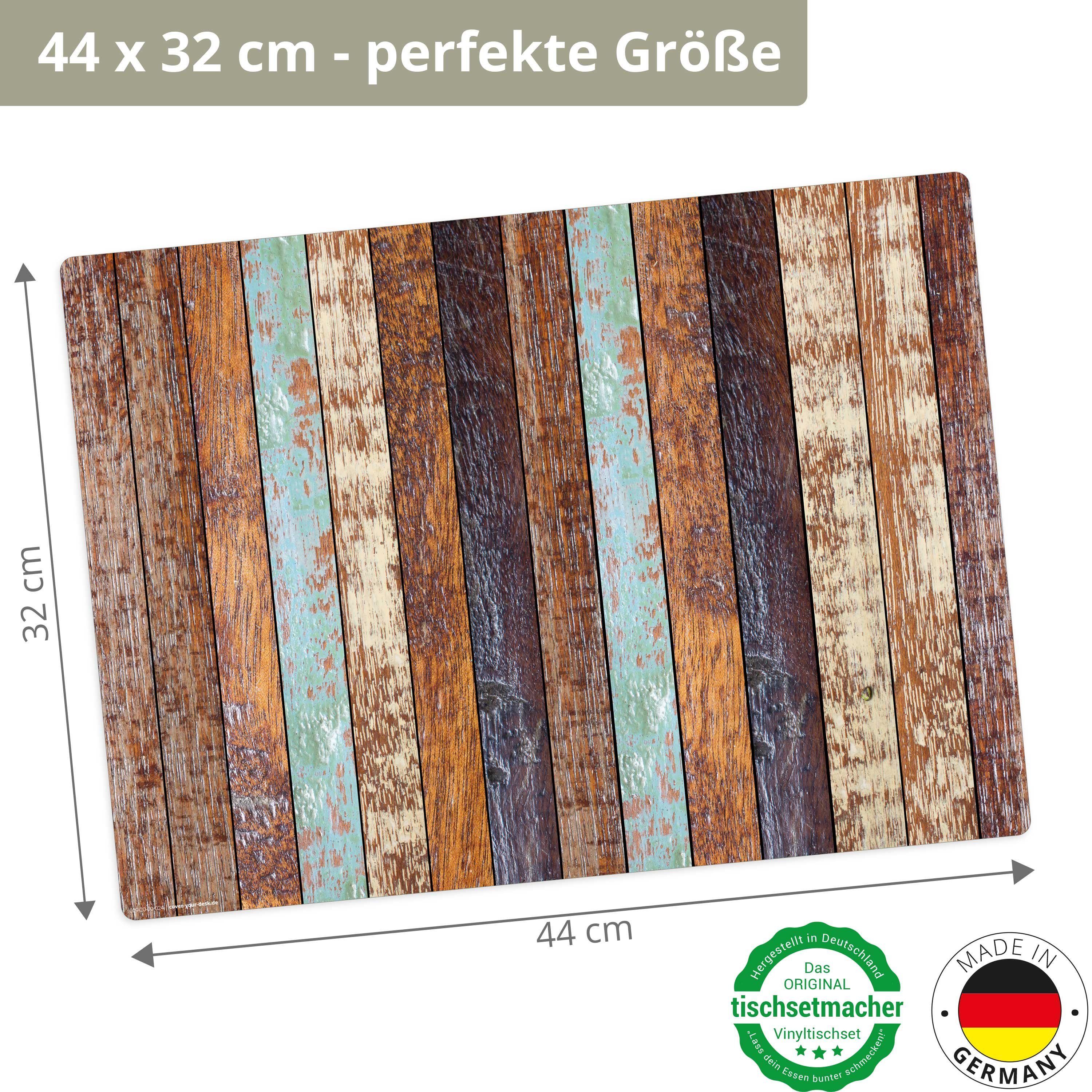 Platzset, Tischset, Platzset abwaschbar - erstklassigem Tischsetmacher, 32 cm), Holzoptik 44 x gestreift, (aus Made in 4-St., Vinyl, Germany
