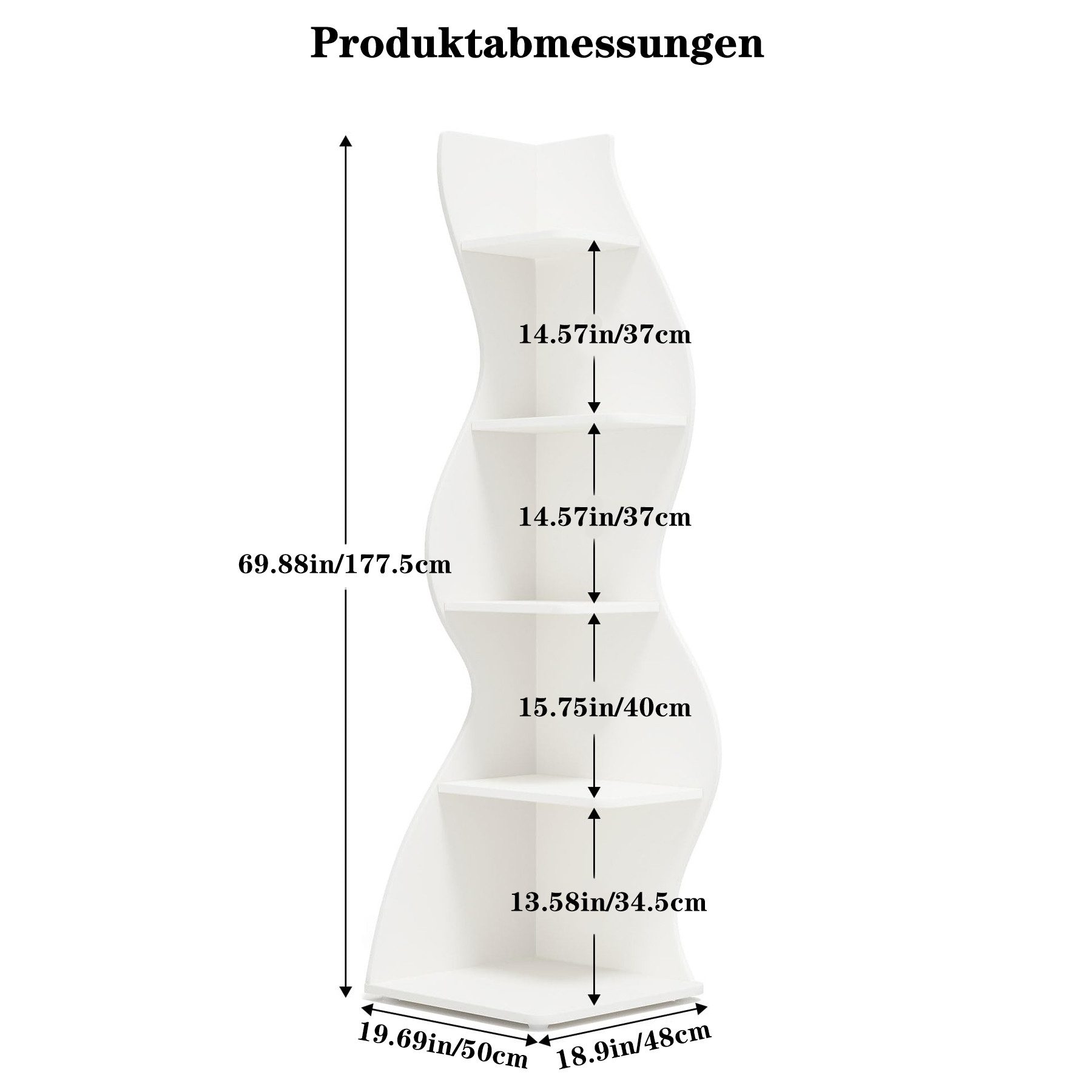 TWSOUL Eckregal Modernes 5-stöckiges Eckregal,Wellenförmiges Bücherregal, günstig online kaufen