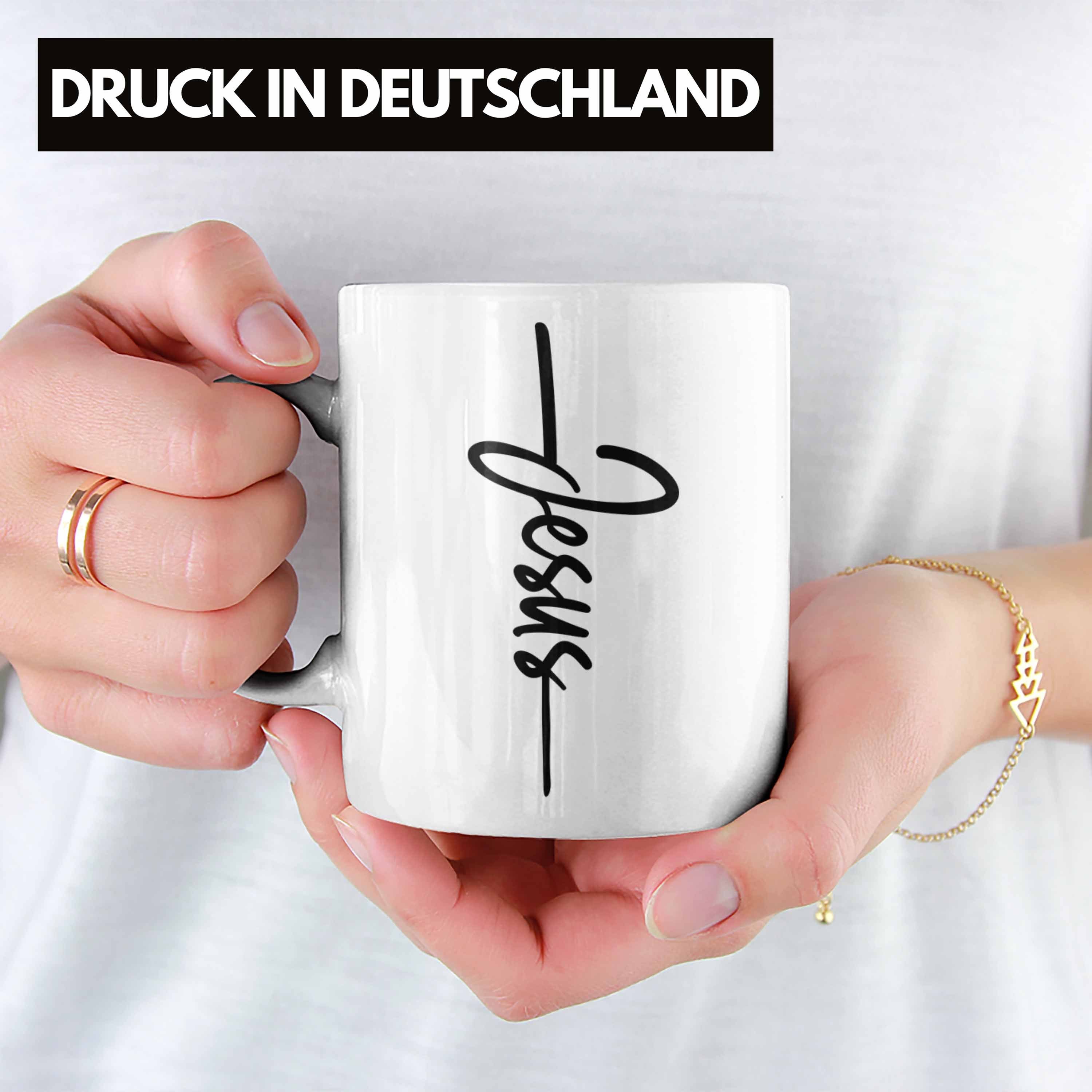 Tasse - Tasse Jesus Trendation Bibel Kreuz Glauben Geschenk Kirche Weiss Trendation Geschenkidee Christliche Christus