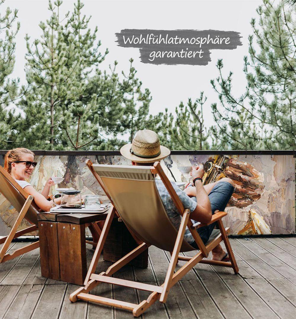 Thumbnail - MyMaxxi Sichtschutzelement Balkonbanner Saxophon Spieler Balkon Sichtschutz Garten, (Bambus grün)