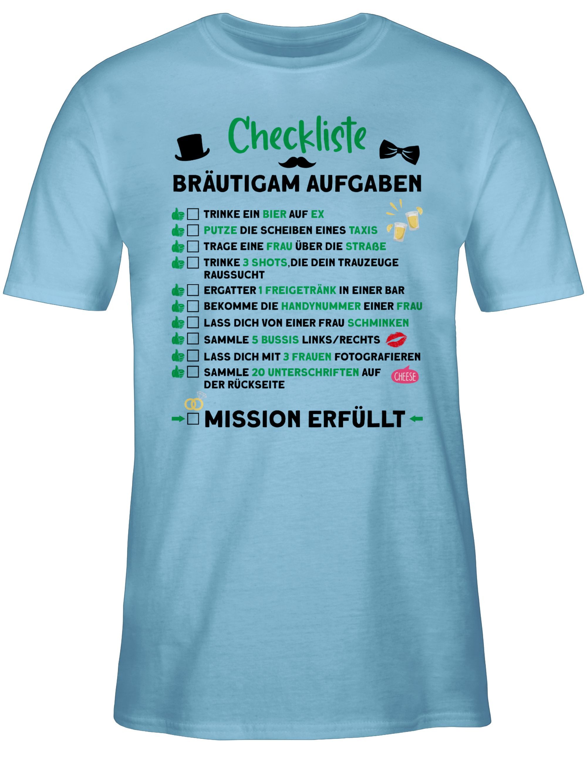 Shirtracer T-Shirt Checkliste Bräutigam Aufgaben JGA günstig online kaufen