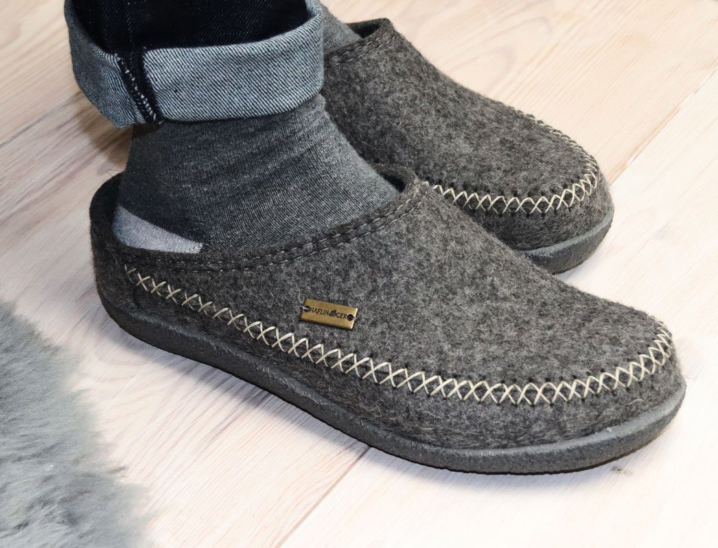 Haflinger Filz-Pantoffel Blizzard Credo Hausschuh mit weitem Einstieg