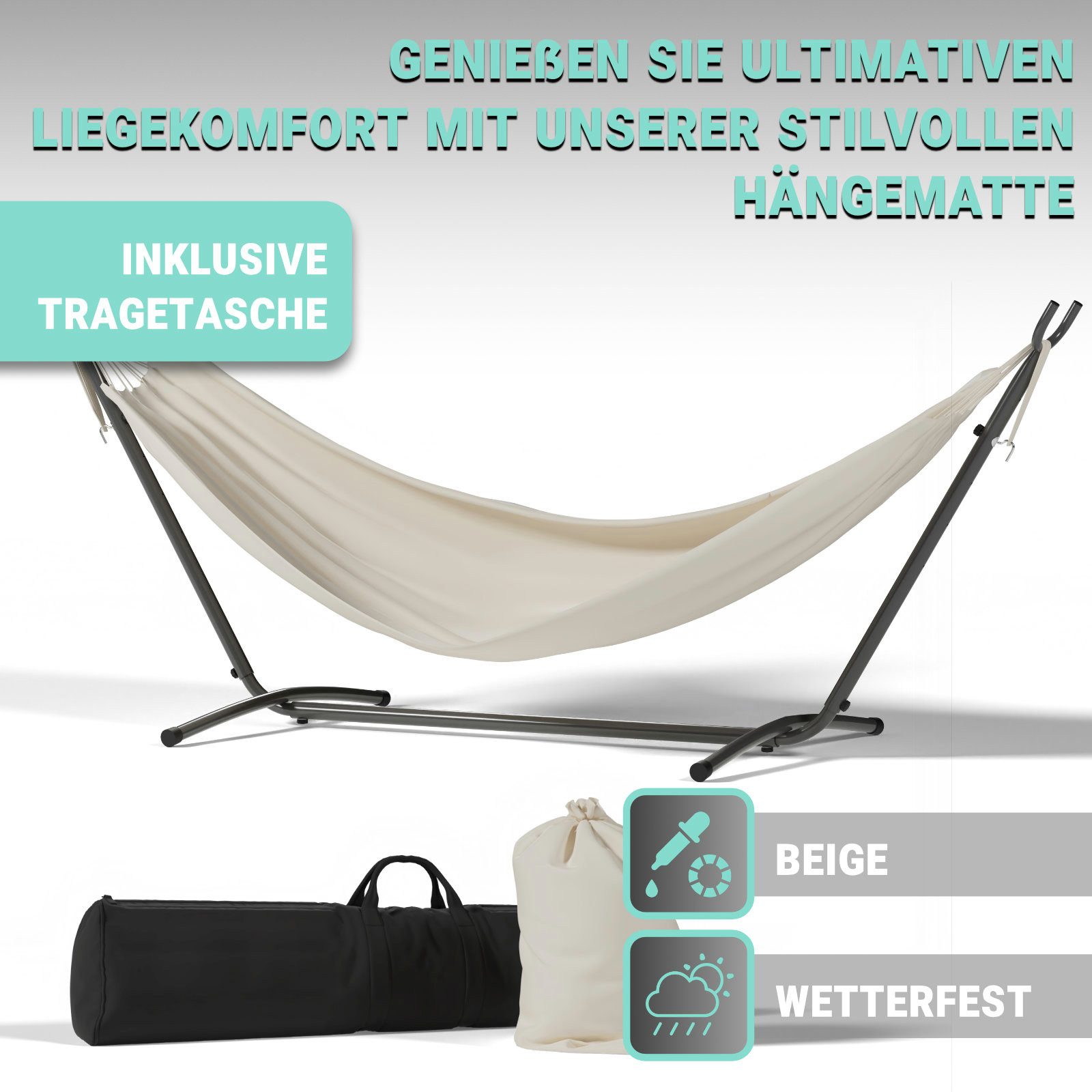 HAGO Hängematte Outdoor Hängematte Schwarz Stahlgestell günstig online kaufen