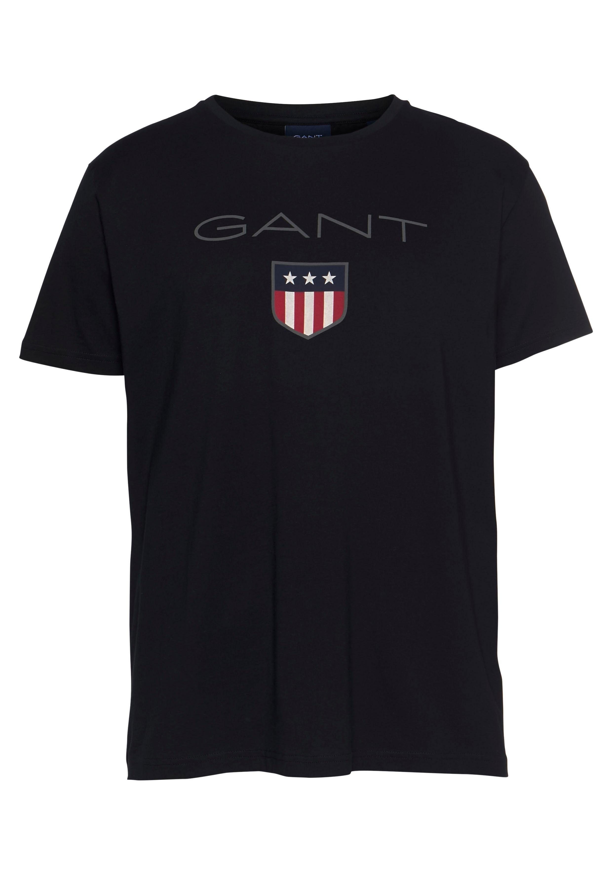 black Gant Markendruck Großer SHIELD T-Shirt