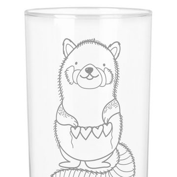 Mr. & Mrs. Panda Glas 400 ml Roter Panda - Transparent - Geschenk, Trinkglas, Glas, Liebe, Premium Glas, Exklusive Gravur
