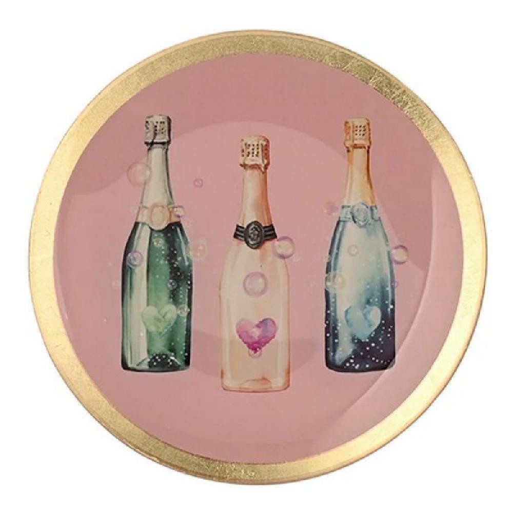Servierschale Glasteller Love Plates Champagner Flaschen (13cm)