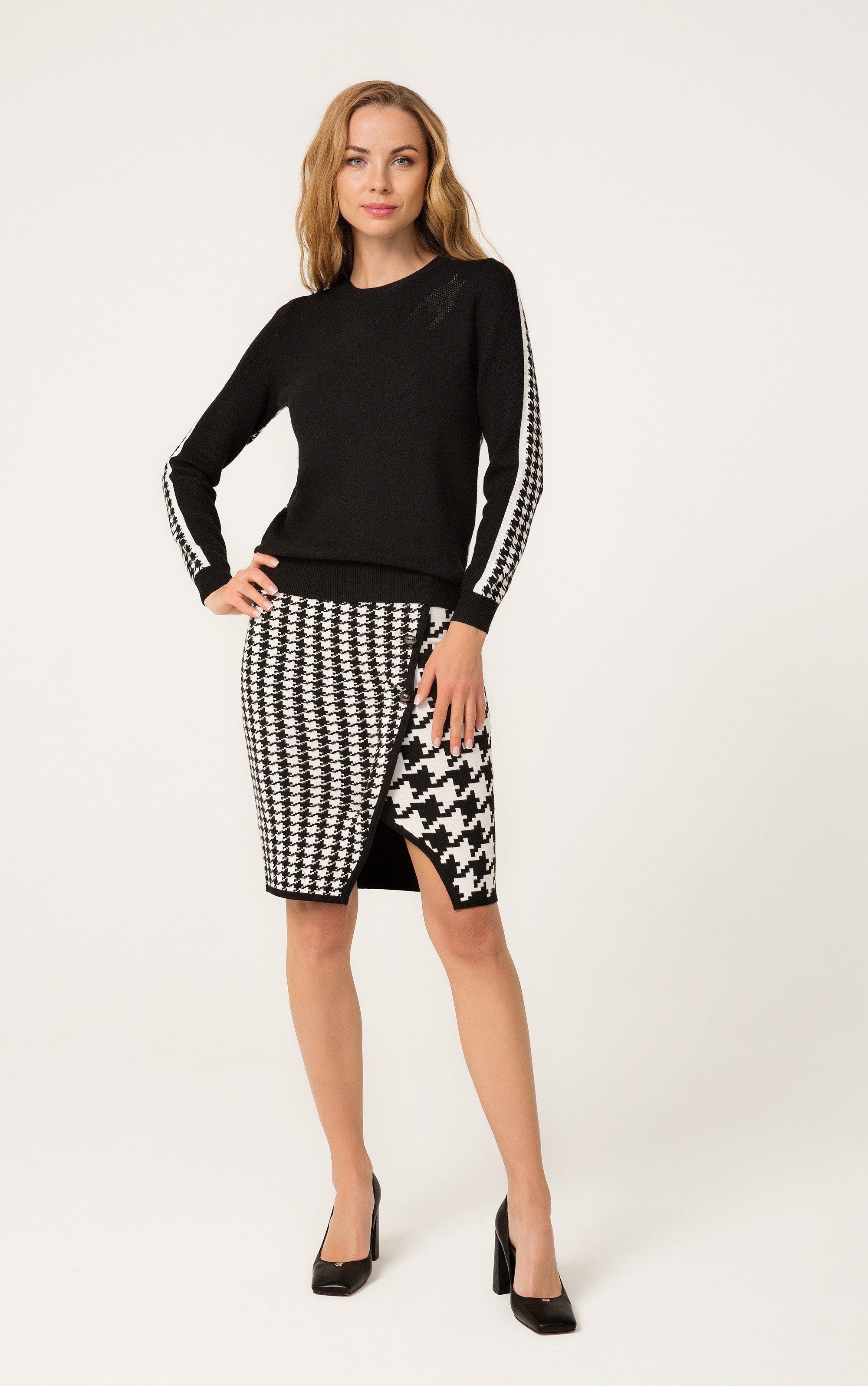 Passioni Strickrock mit Hahnentrittmuster günstig online kaufen