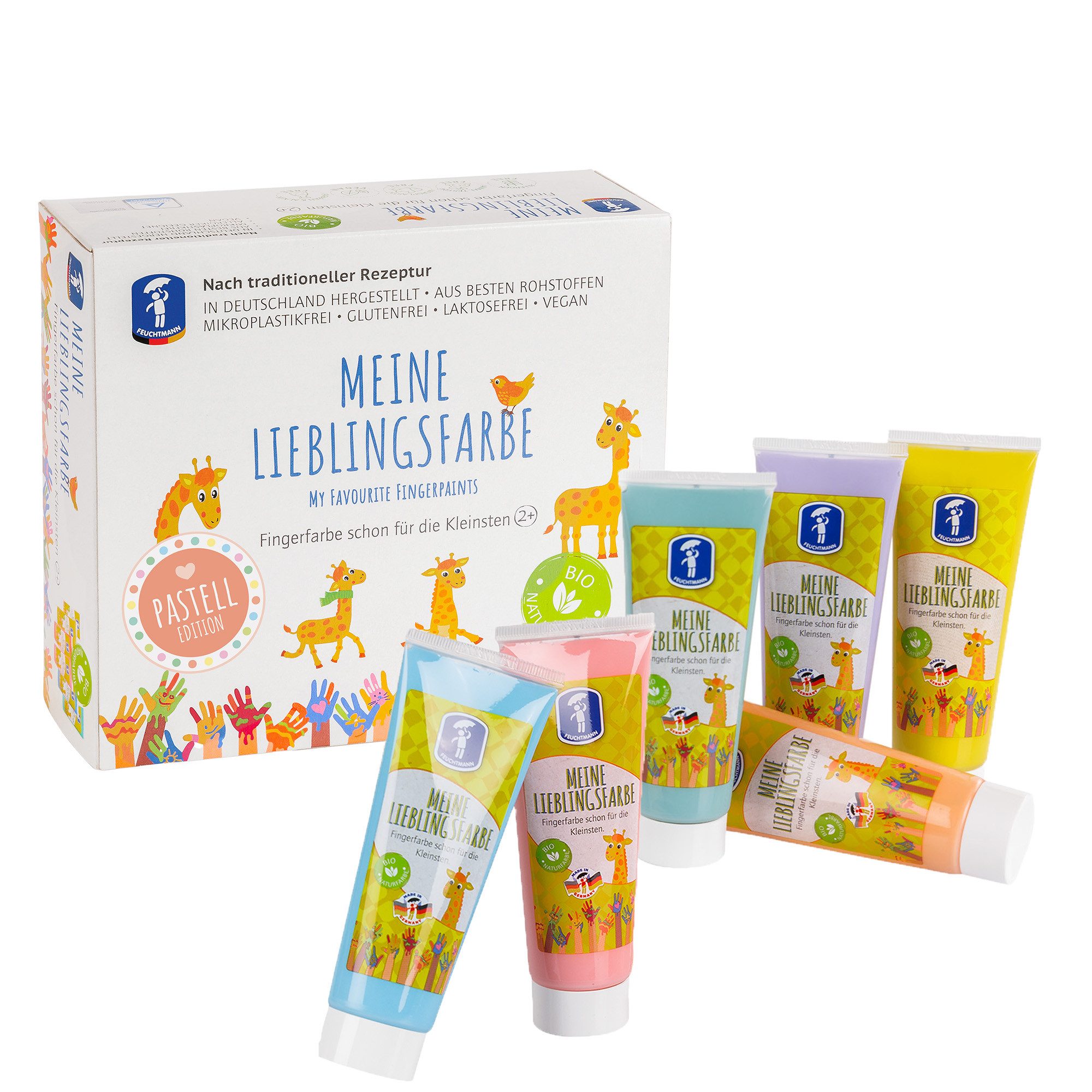 Feuchtmann Fingerfarbe MEINE LIEBLINGSFARBE Pastell Edition, sichere Naturfarbe auf Wasserbasis