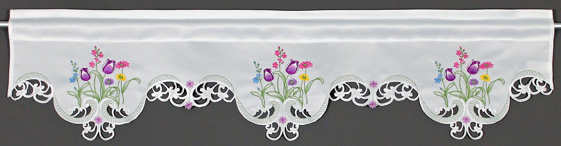 HOSSNER - ART OF HOME DECO Querbehang Blumensee (1 St), Stangendurchzug, blickdicht, Ausbrenner, m. Cut-Outs