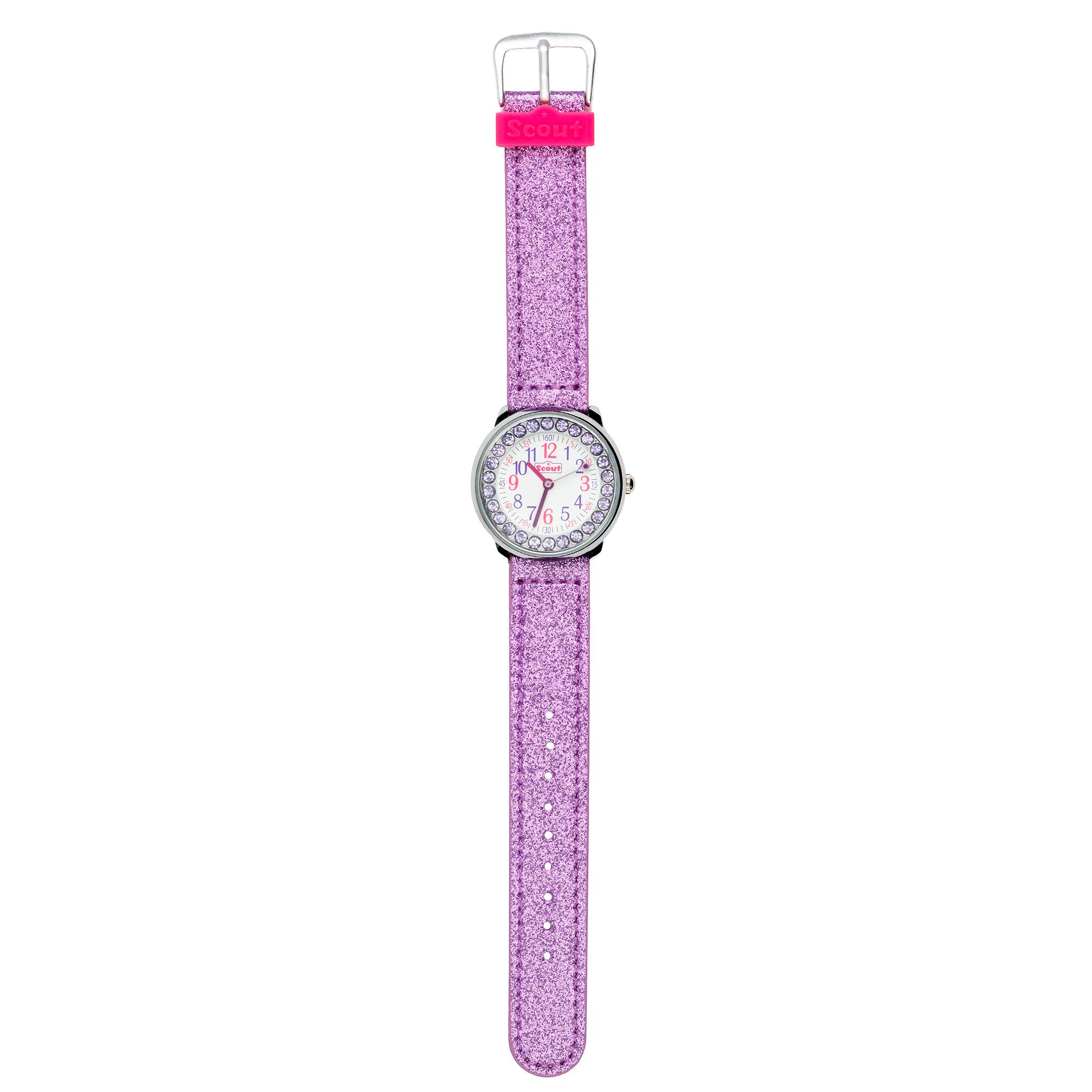 Scout Quarzuhr The Darling Collection 164000047, Armbanduhr, Kinderuhr, Geschenkidee, Schulanfang, Mädchen, Glitzer