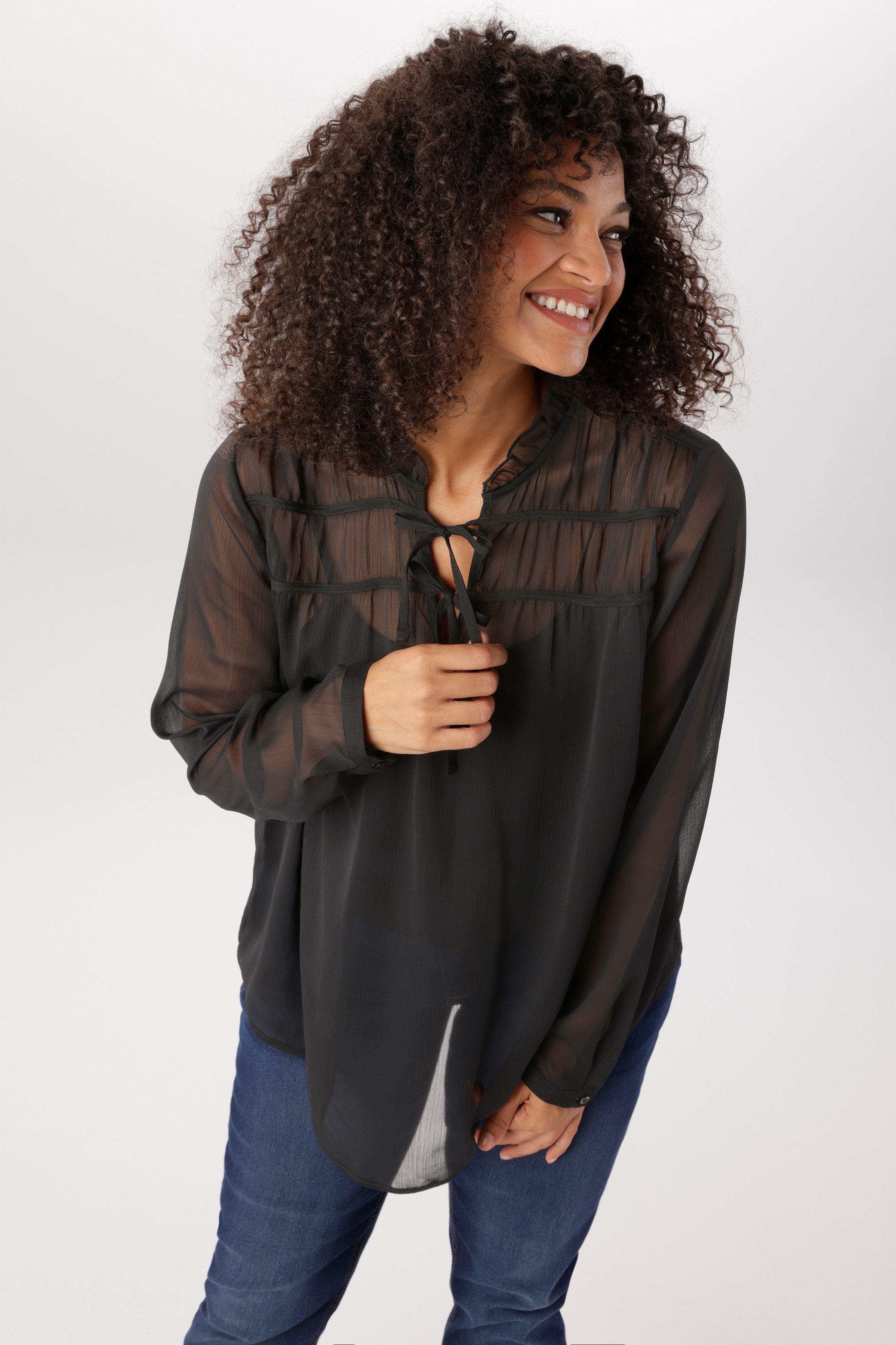Aniston PLUS Schlupfbluse mit Bindeband und Rüschen - NEUE KOLLEKTION