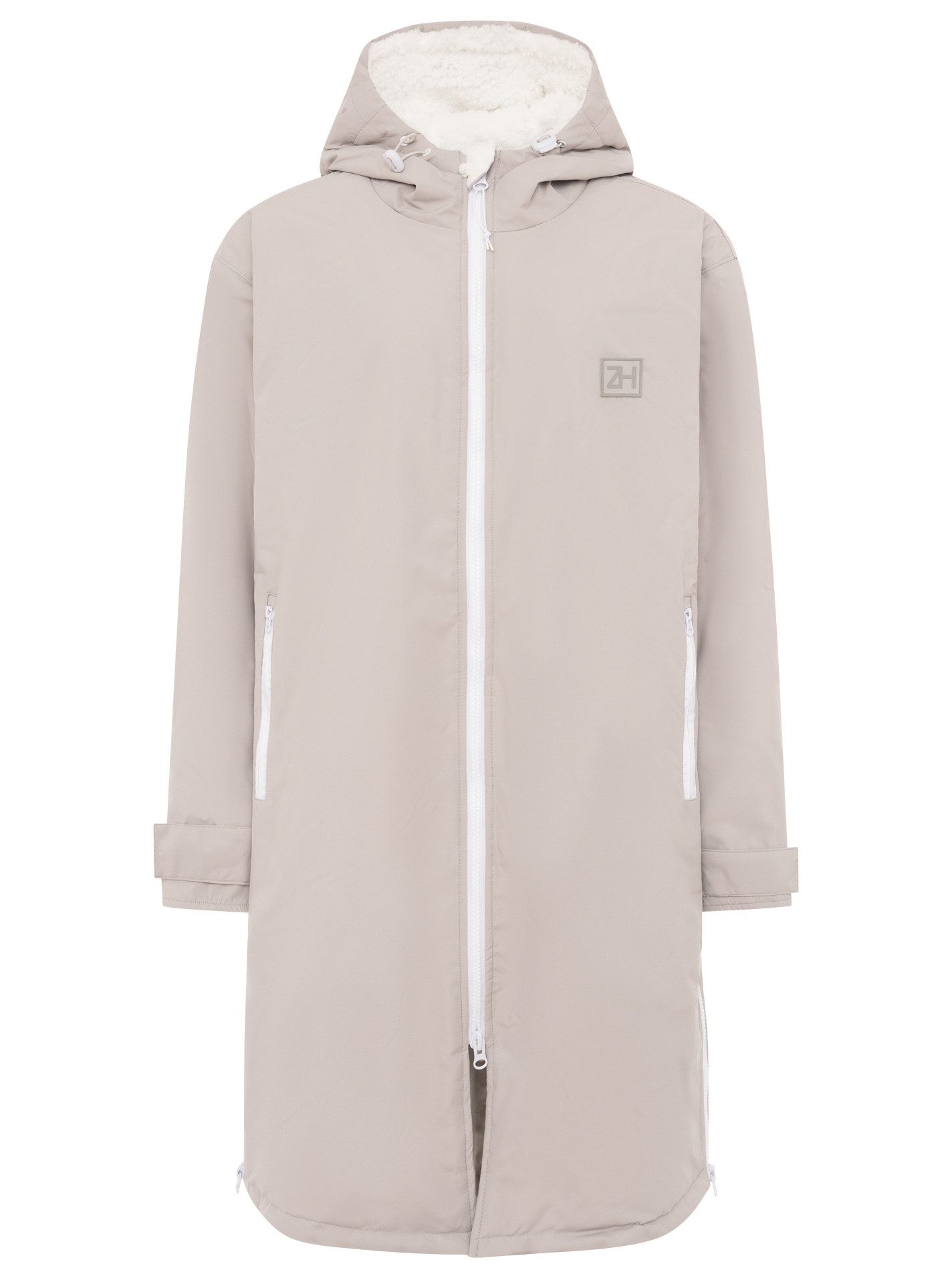 Zwillingsherz Kurzmantel "Oversize Windjacke ZH" seitliche Taschen, Kapuze, Reißverschluss, Teddy Futter, Oversized