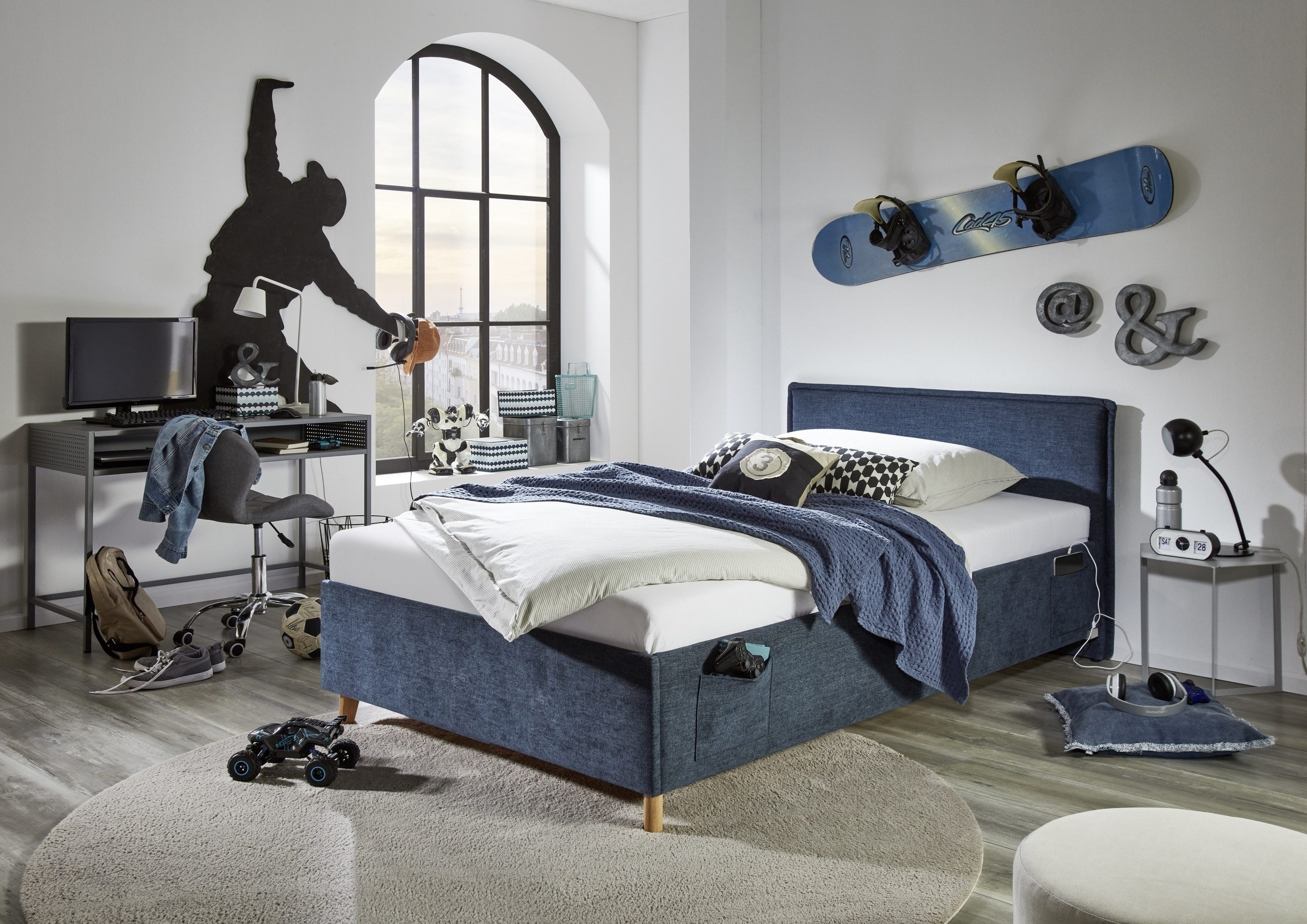 freiraum Polsterbett FUN, Liegefläche 120x200cm, Dunkelblau Stellmaß: 133x90x215cm (BxHxT)