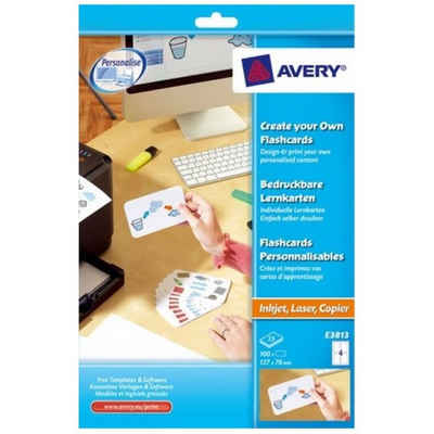 Avery Zweckform Formularblock 100x Lernkarten bedruckbar für A4 Drucker, Karteikarten Lern-Zettel für Uni Schule