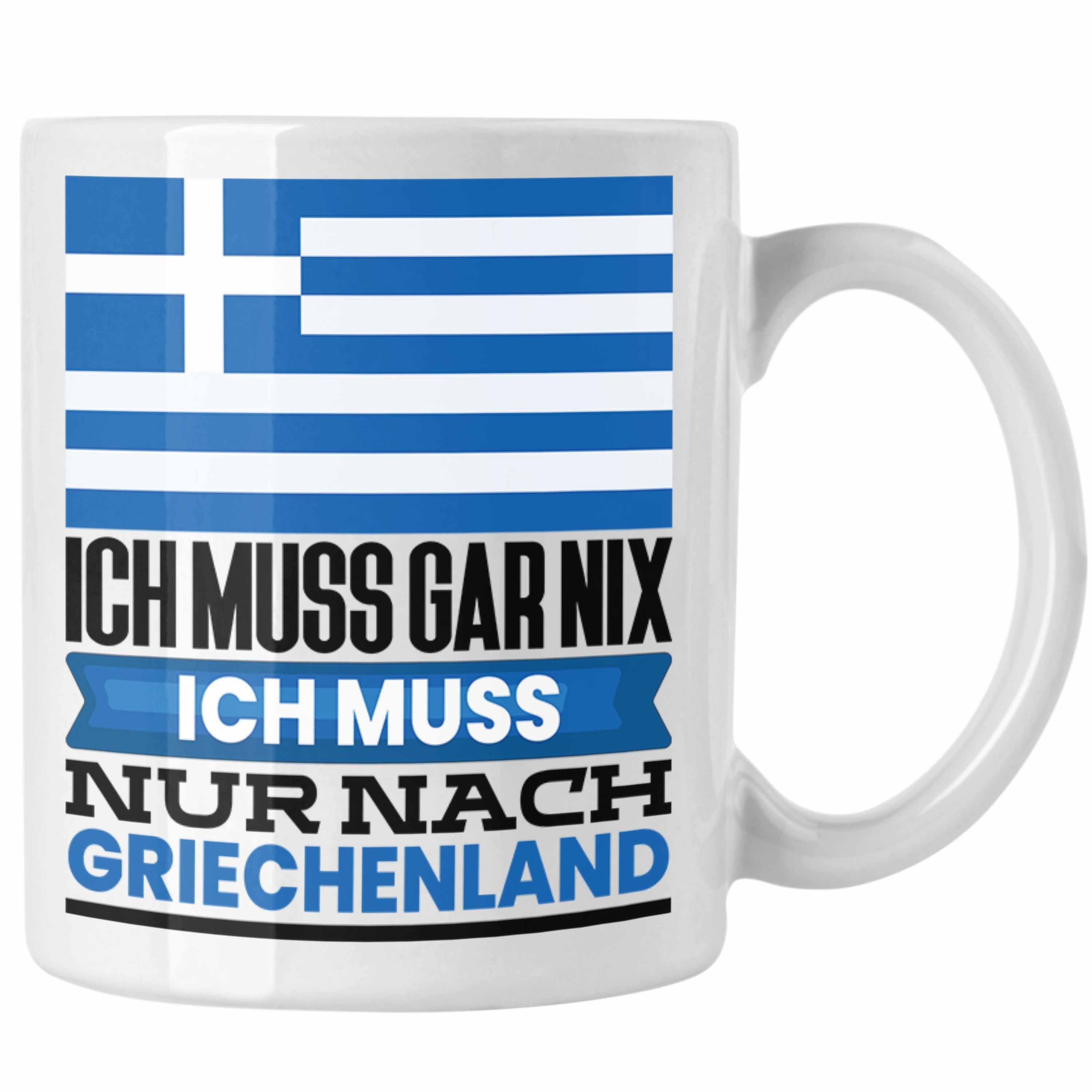 Trendation Tasse Griechenland Tasse Geschenk für Griechen Geburtstag Urlaub Geschenkide Weiss