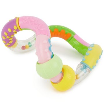 BIECO Greifspielzeug Bieco Ringrassel baby mit beweglichen Elementen Beissring Rasselring Baby Ringrassel Greifling Rassel Ring Rassel Motorikspielzeug Sensorik Spielzeug für Babys