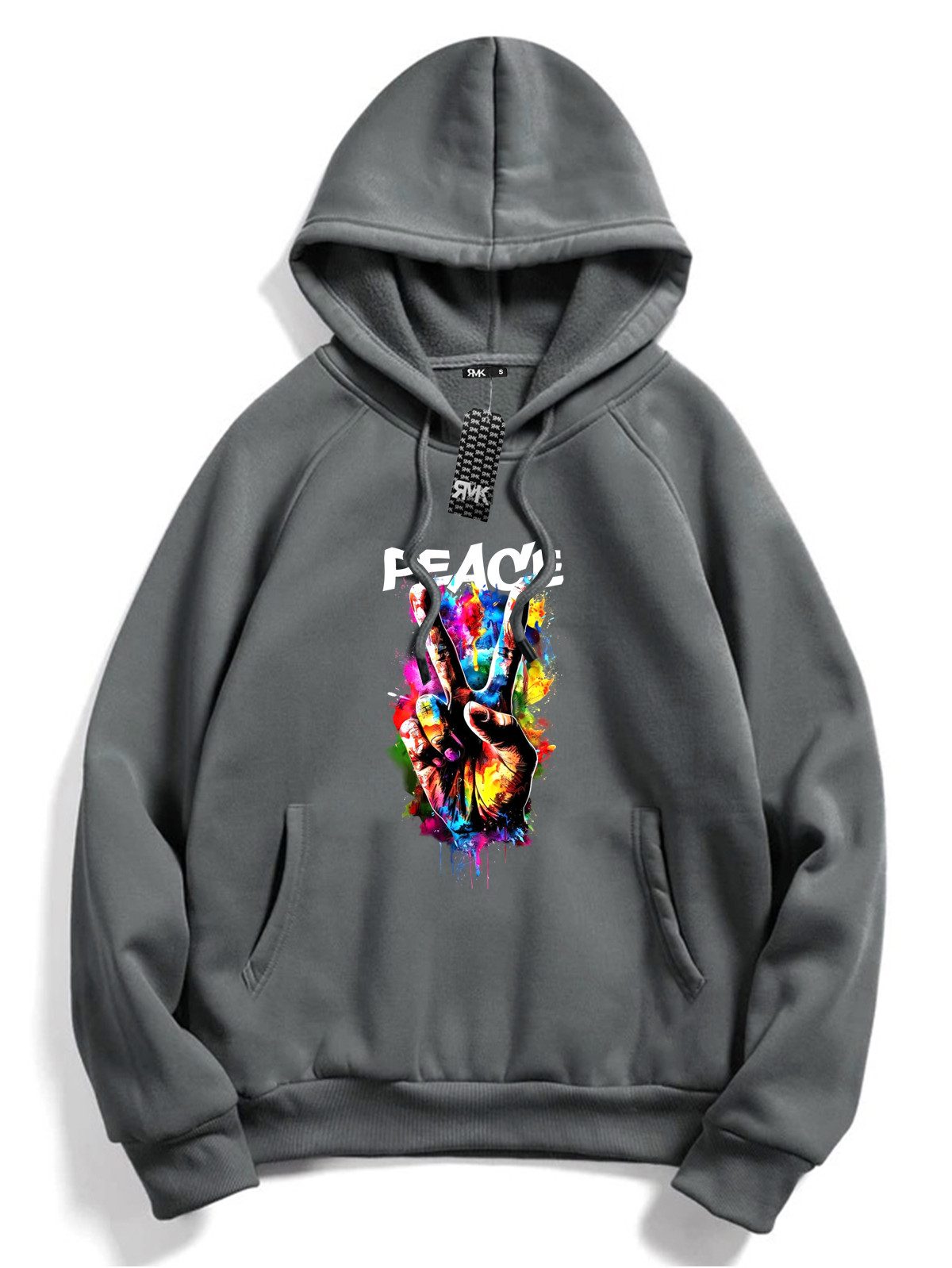 RMK Kapuzenpullover Damen Hoodie Пуловери mit Kapuze Pulli Frieden Peace