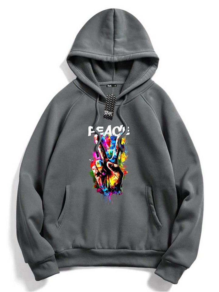 RMK Kapuzenpullover Damen Hoodie Pullover mit Kapuze Pulli Frieden Peace