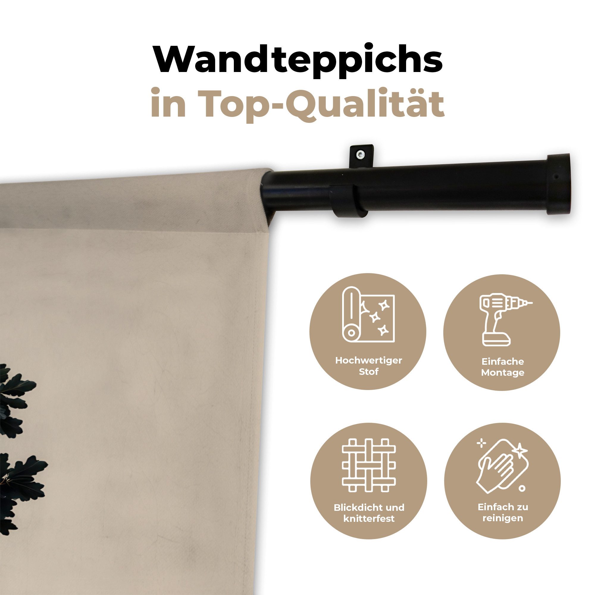 MuchoWow Wandteppich Eichenbaum - Schatten - Glatt, Rechteckig, Höhe: 3 mm, Wandteppich für Wohnzimmer, Schlafzimmer, 60x40 cm