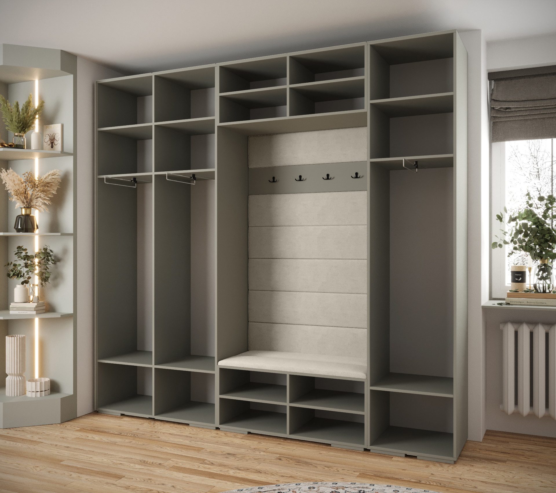 ABIKS MÖBEL Kompaktgarderobe INOVA 1 SATZ 8 Möbelset, Garderobe mit Kleiderstange und Regalen – Bild 3 von 5
