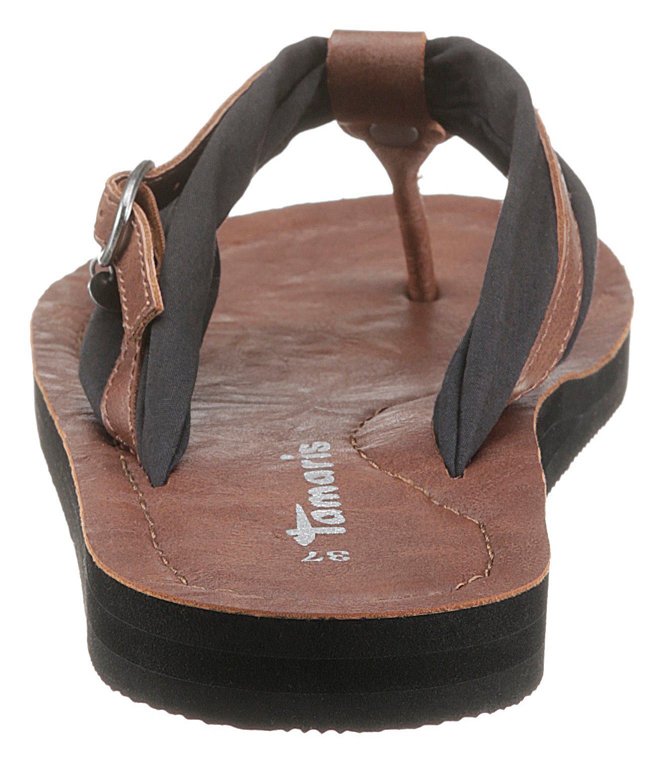 Tamaris AVRIL Zehentrenner, Sommerschuh, Flats, Schlappen mit T-Logoanhänge günstig online kaufen