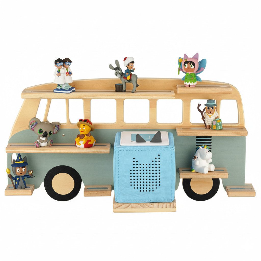 Little Goldie Kinderregal Tonie Regal für 30 Tonies – Bus Motiv – Toniebox 1 & 2