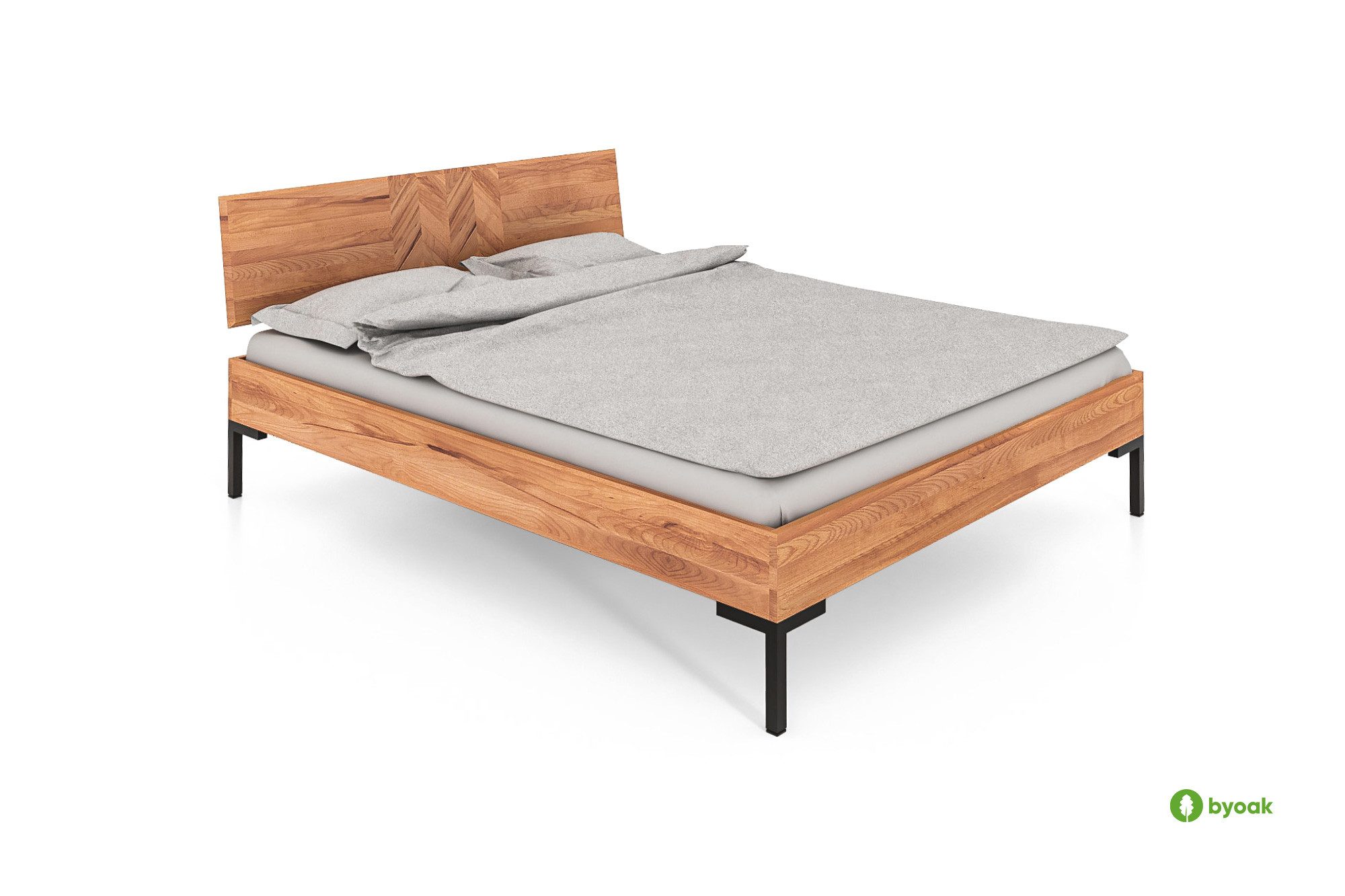 byoak Bett ABIES aus Massivholz, mit Holzkopfteil, Naturgeölt