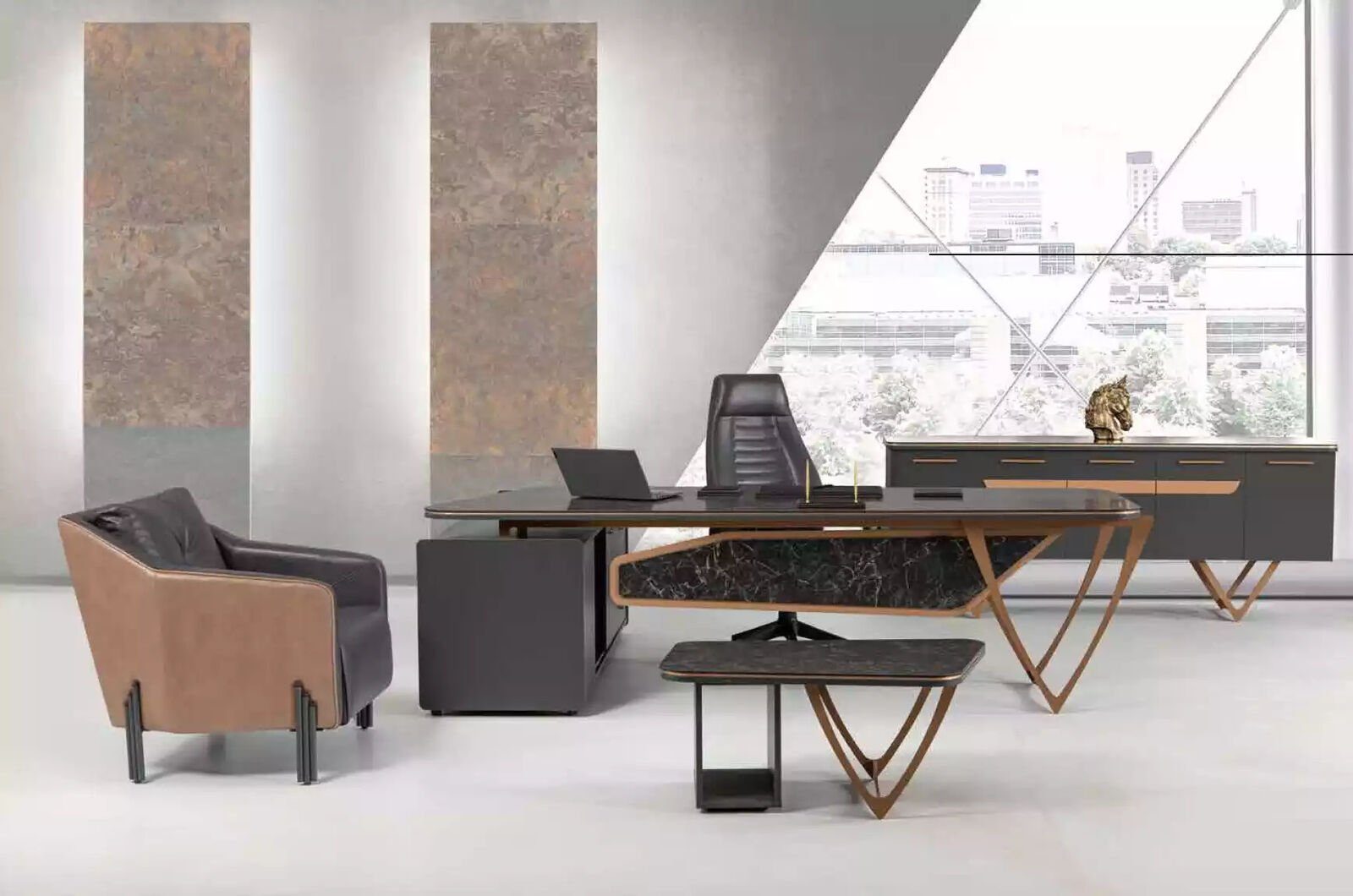 JVmoebel Eckschreibtisch Designer Schreibtisch Büro Einrichtung Luxus Klasse Eckschreibtisch, Made In Europe