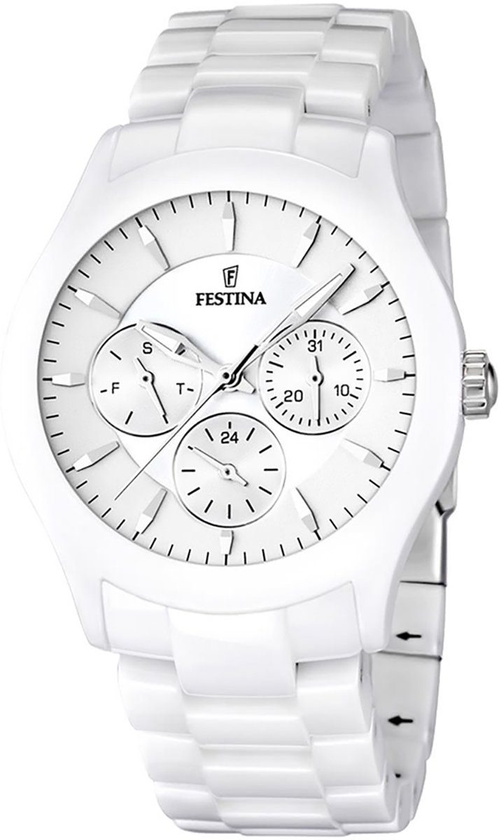 Festina Multifunktionsuhr Festina Damen-Herren Uhr F16639/1, (Armbanduhr),  Damen, Herren Armbanduhr rund, Keramikarmband weiß
