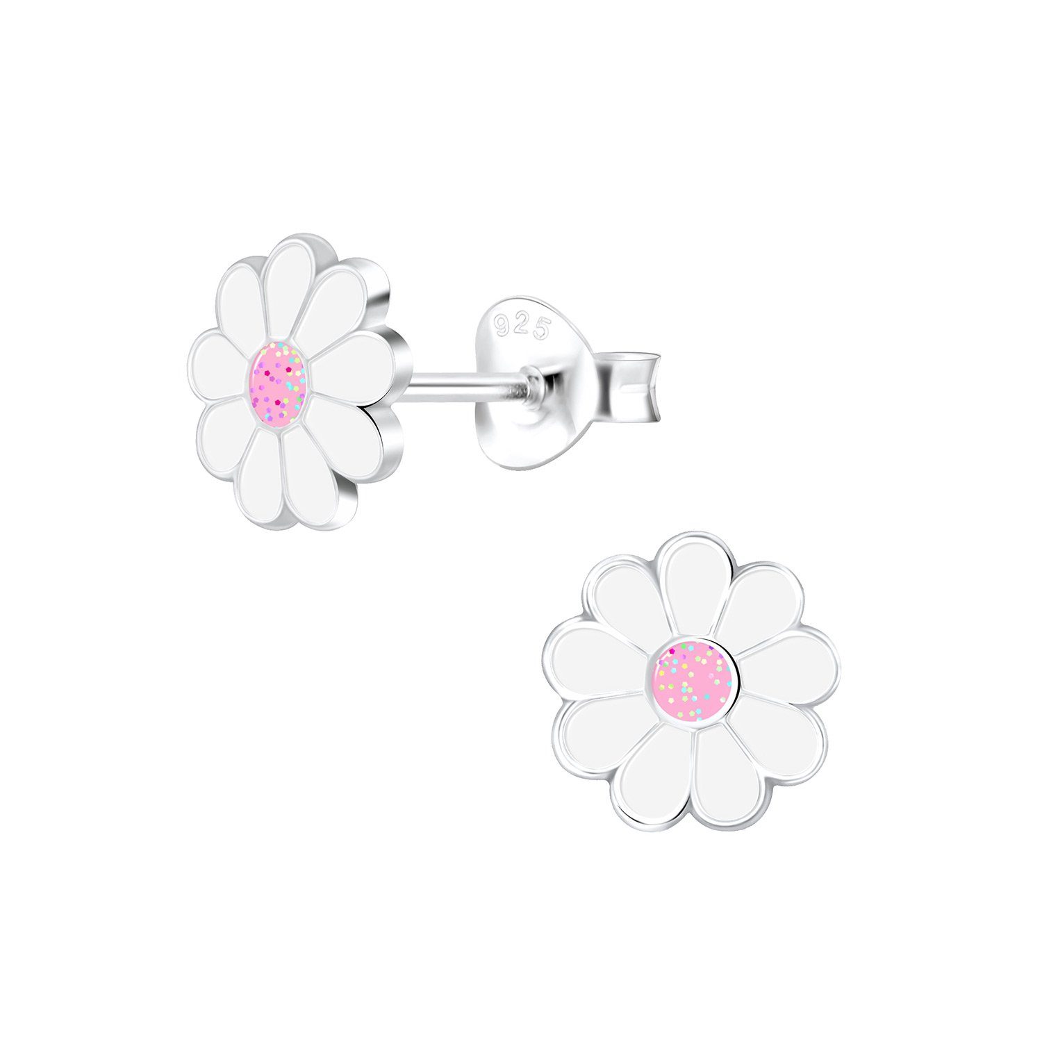 ALEXANDER YORK Paar Ohrstecker BLUME rosa, 2-tlg., 925 Sterling Silber