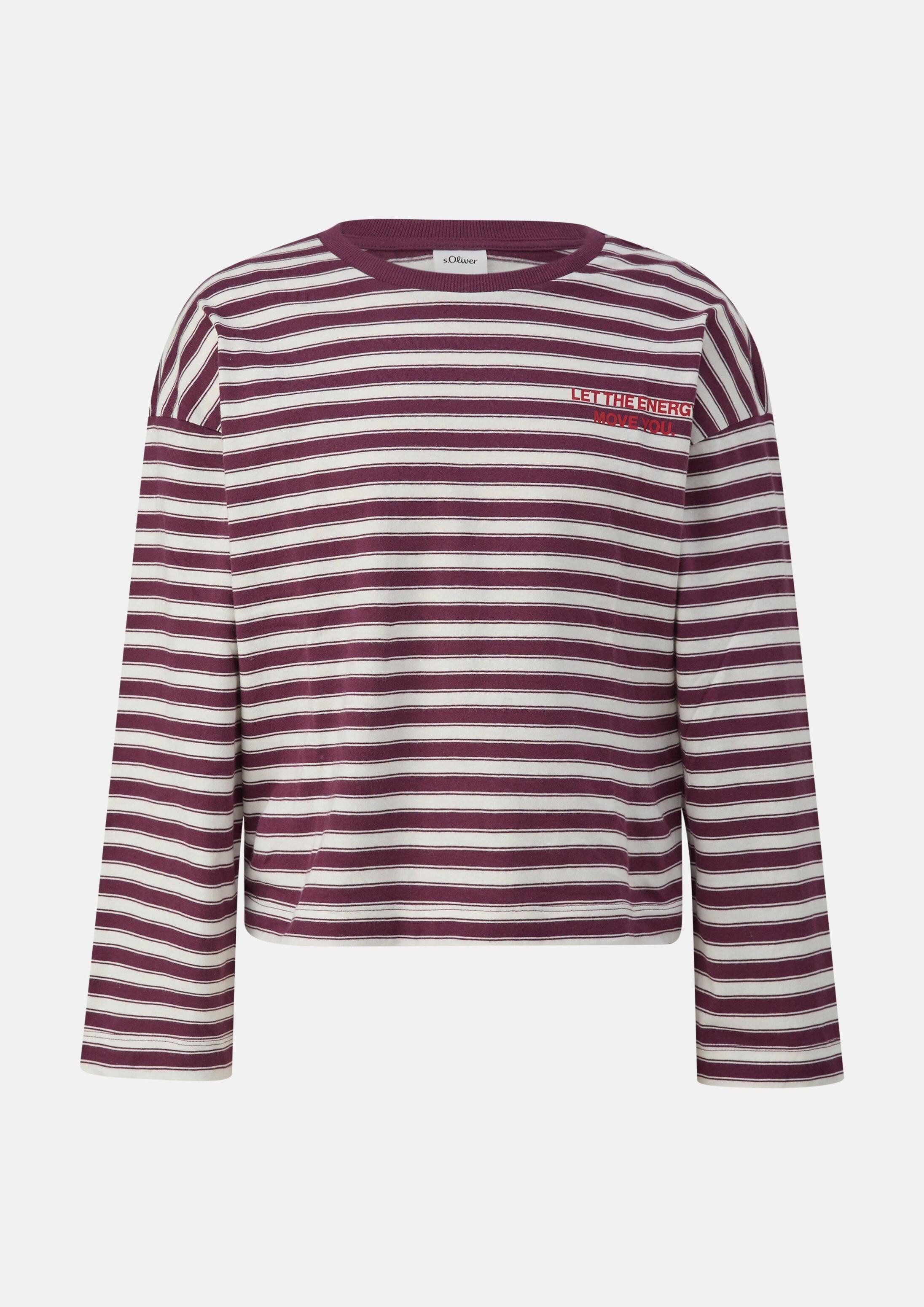 s.Oliver Langarmshirt T-Shirt Gestreiftes Longsleeve im Boxy Fit mit Print