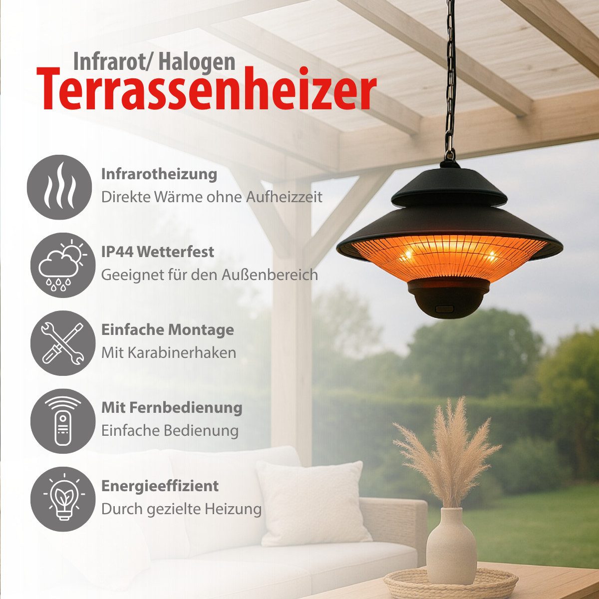 Alpina Terrassenstrahler alpina Infrarotheizung Hängend – Heizstrahler Elektrisch
