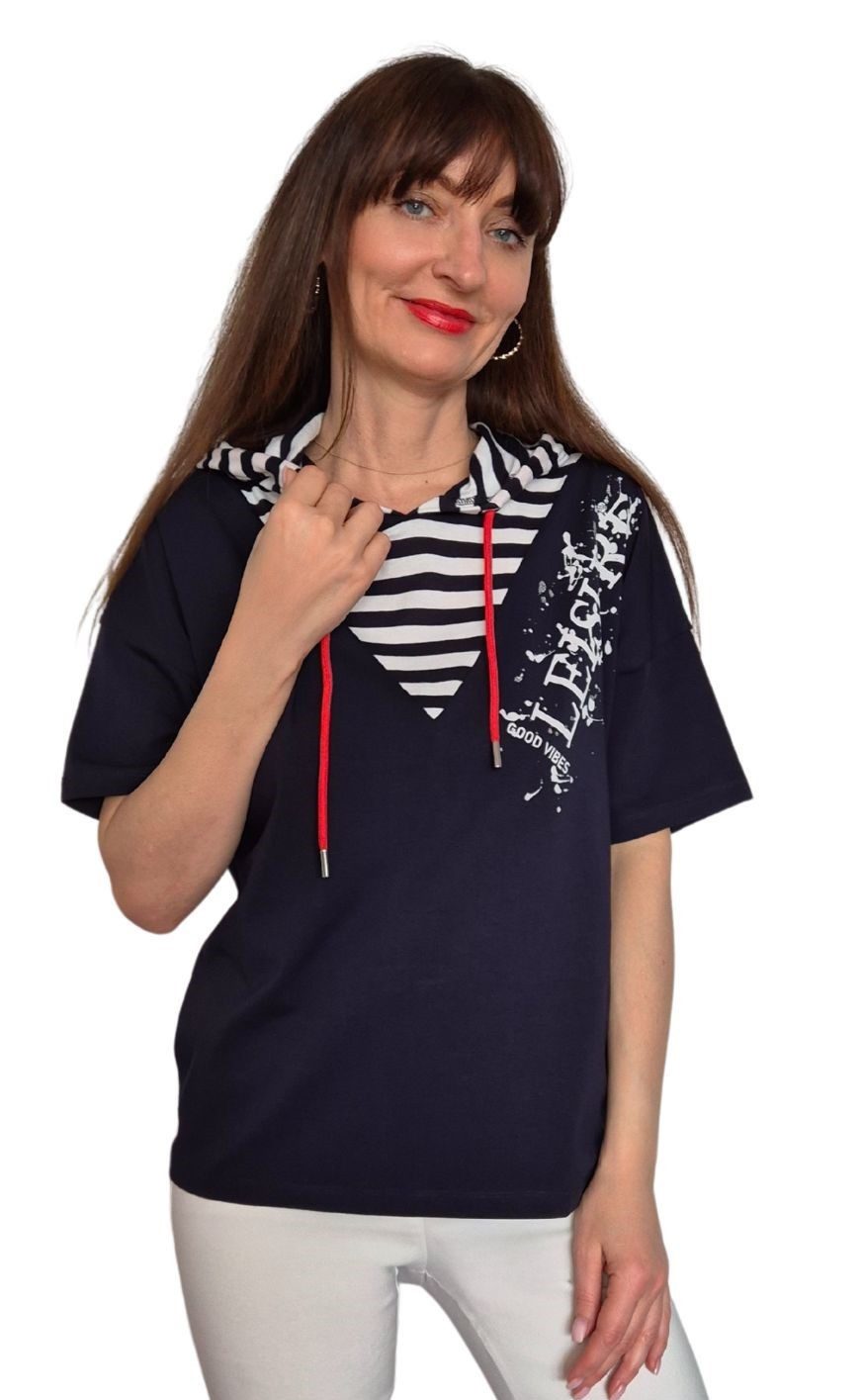 Gio Milano Kapuzenshirt G28-1106, mit Kapuze und Glitzerdruck