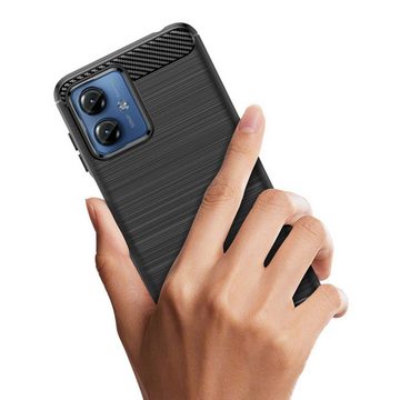 COFI 1453 Handyhülle Carbon Case für Realme 11 flexible Silikon-Carbon-Hülle schwarz