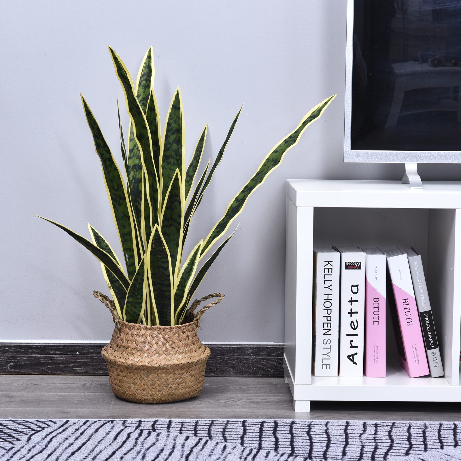 Kunstpflanze Bogenhanf, Outsunny, Höhe 77 cm, 21 Blätter, biegsame Zweige, wartungsfrei