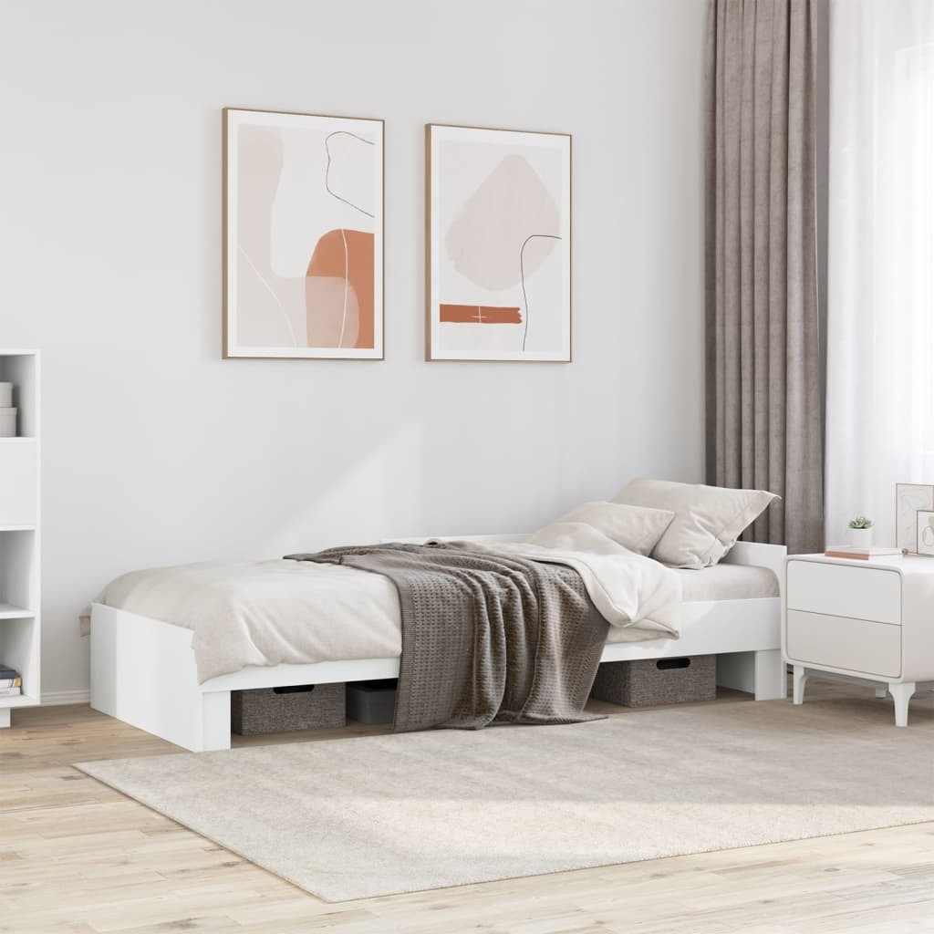 vidaXL Bett Bettgestell Weiß 90x200 cm Holzwerkstoff