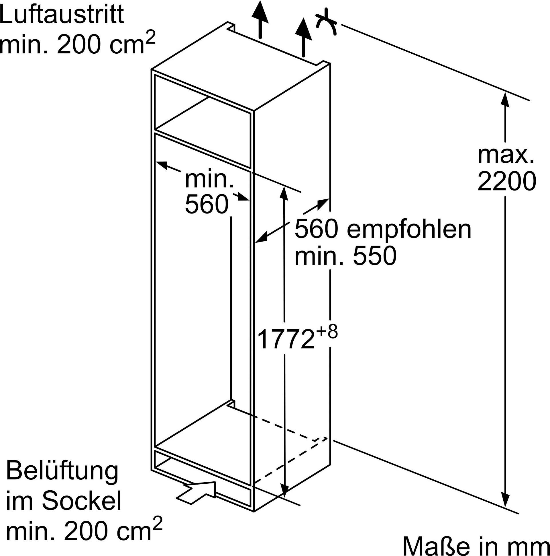 NEFF Einbaukühlschrank N 177,2 54,1 KI1812FE0, cm 50 cm breit hoch