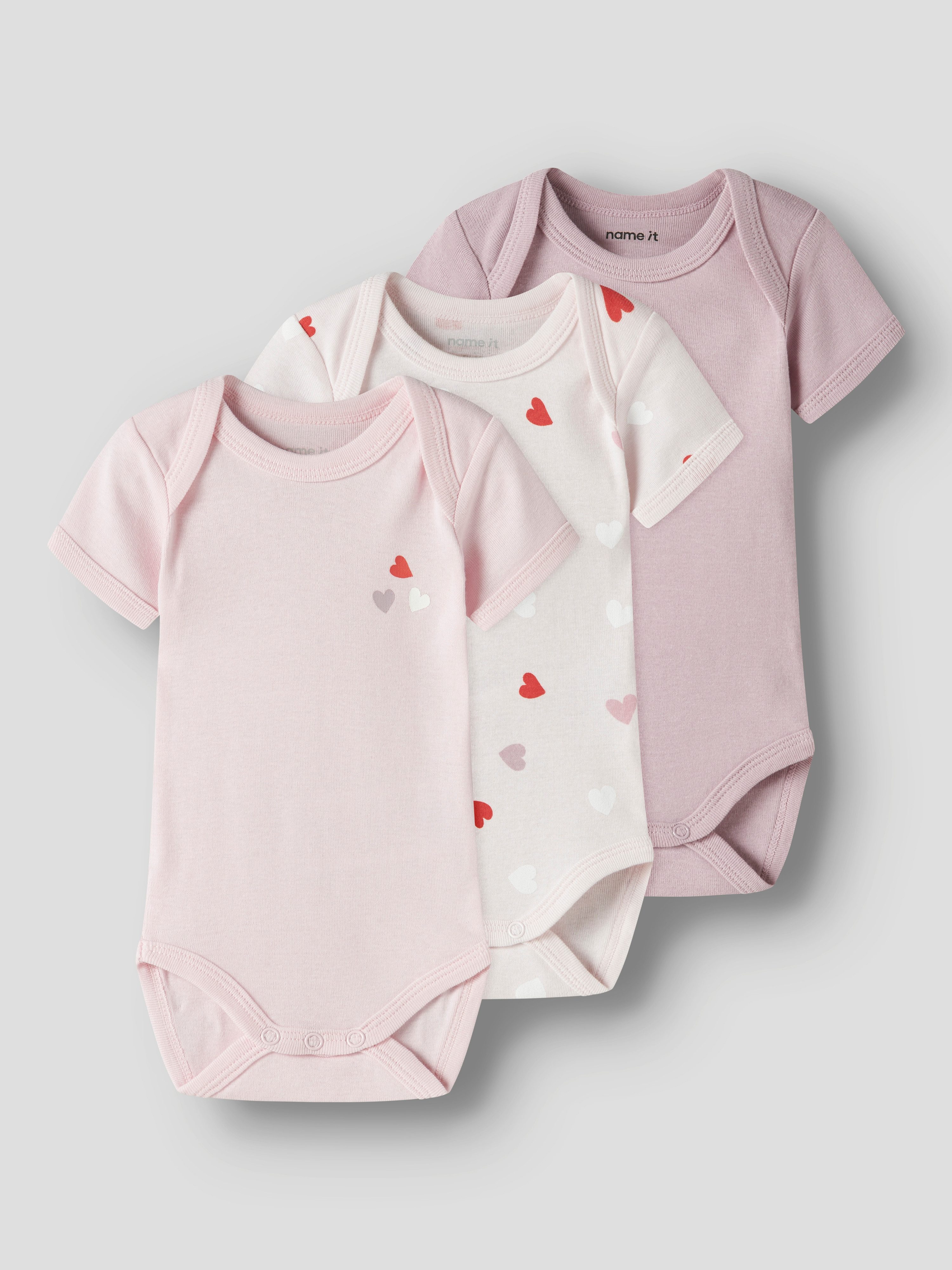 Name It Kurzarmbody NBFBODY 3P SS CARINARIA HEART NOOS (Packung, 3-tlg)