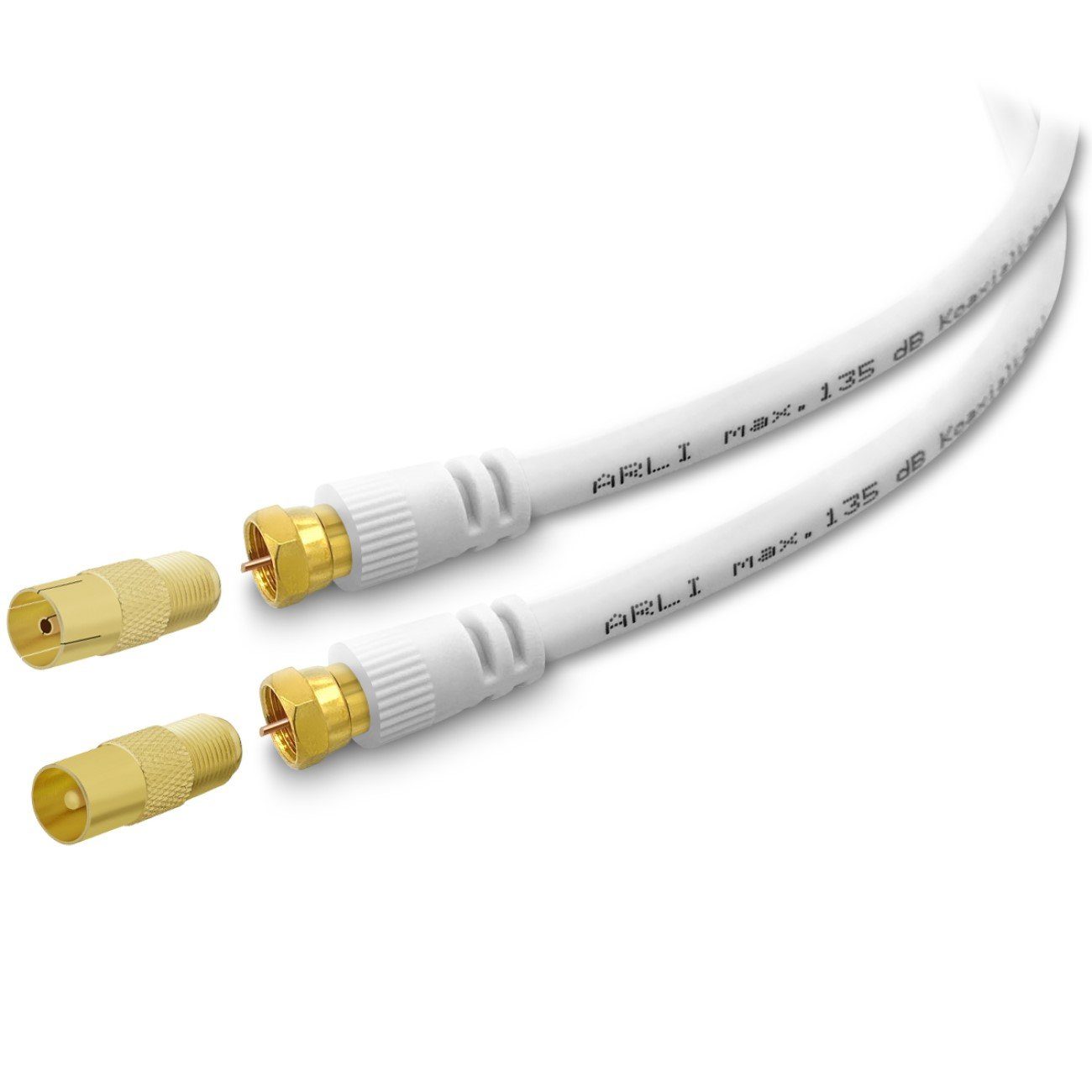 ARLI TV-Kabel, Antennenstecker, Antennenbuchse (200 cm), 2m TV Anschlusskabel HD vergoldet 135 dB IEC Kabel Digital UHD