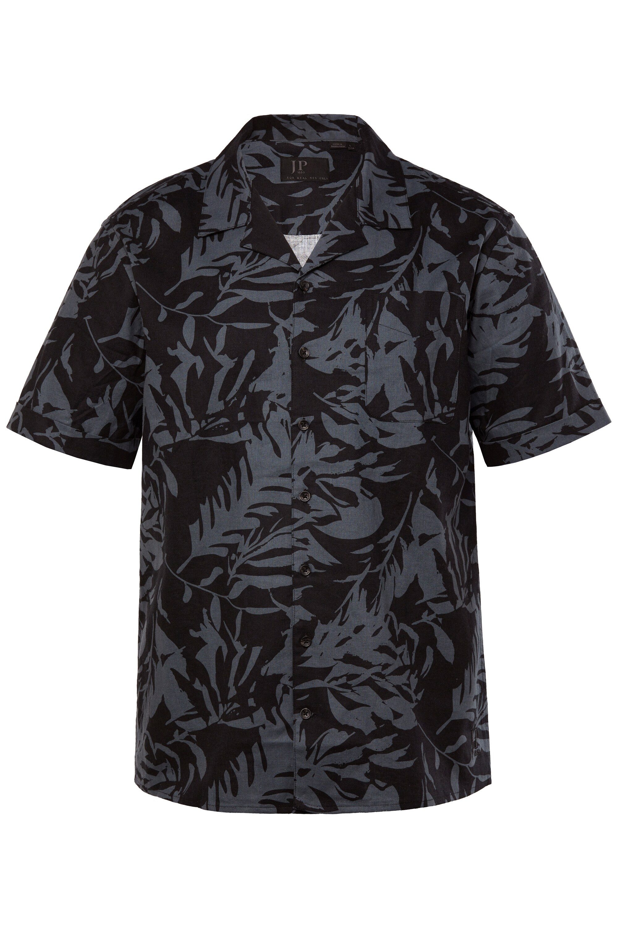 JP1880 Kurzarmhemd Hemd Halbarm Leinenmix floraler Print Cuba-Kragen günstig online kaufen