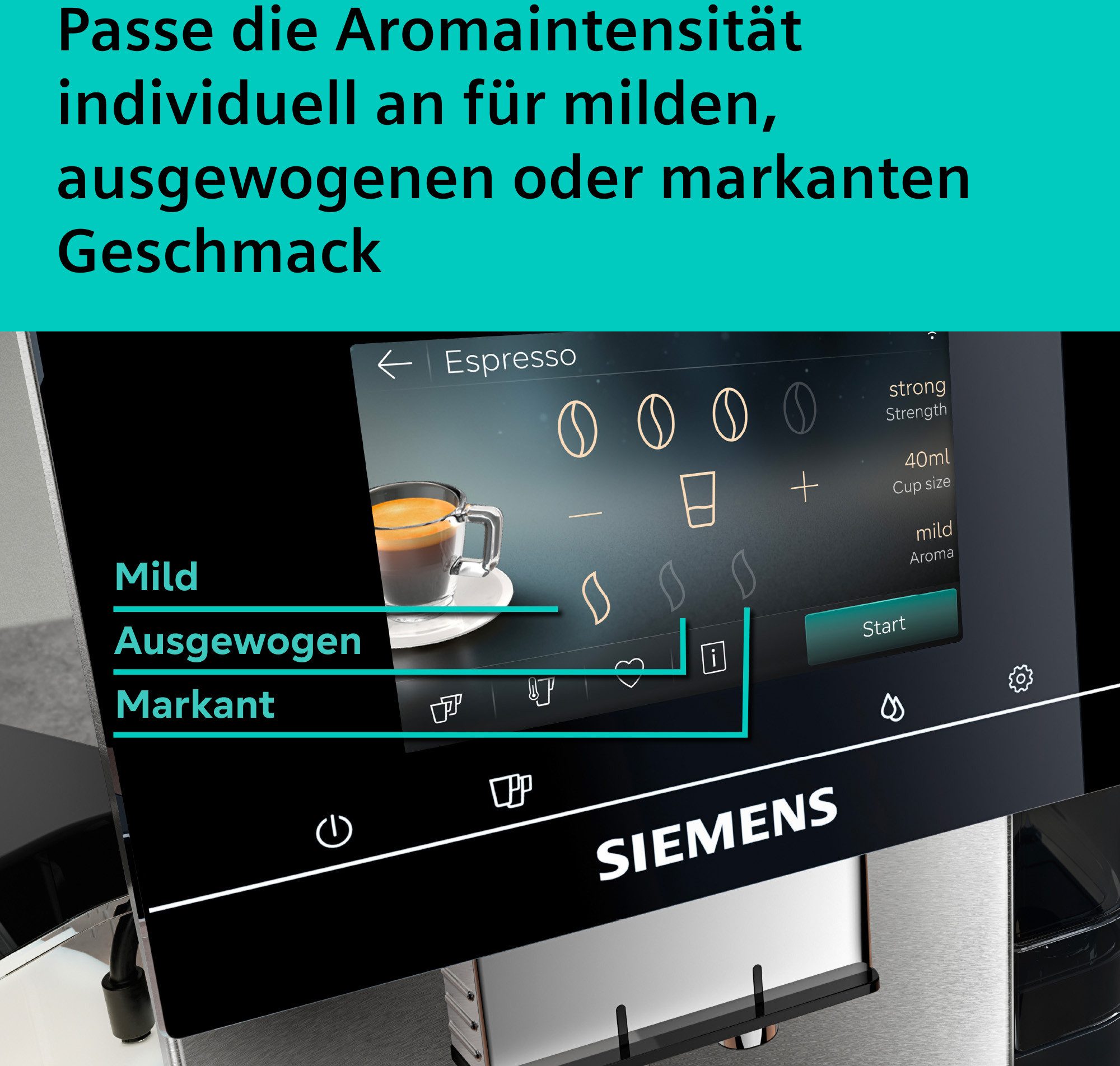 SIEMENS Kaffeevollautomat TQ727D03, farbiges Full-Touch-Display, Doppeltassenfunktion, sehr leise, schwarz