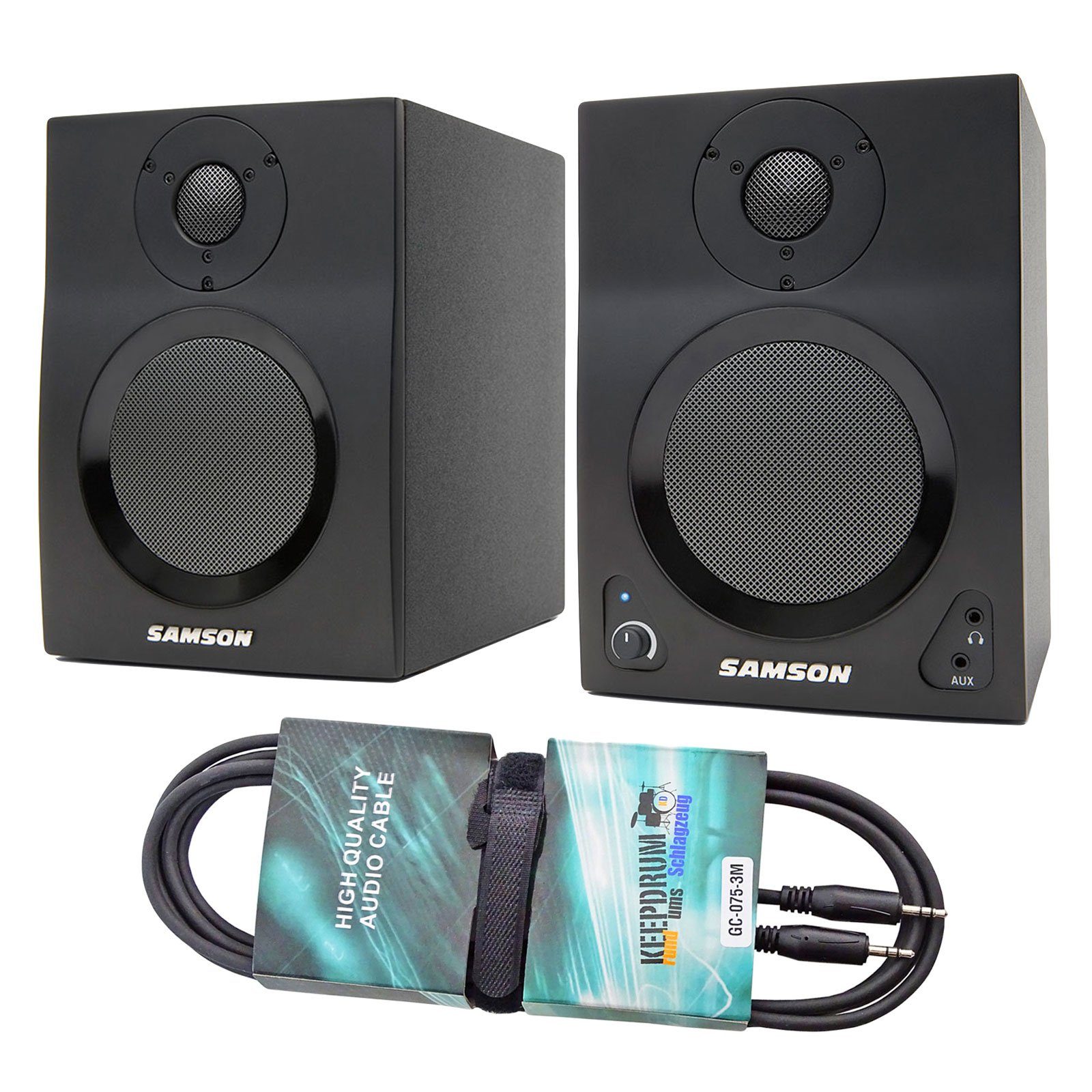 Samson Samson MediaOne BT4 Lautsprecher mit Kabel 3m PC-Lautsprecher (Bluetooth, 20 W, mit Klinkenkabel)
