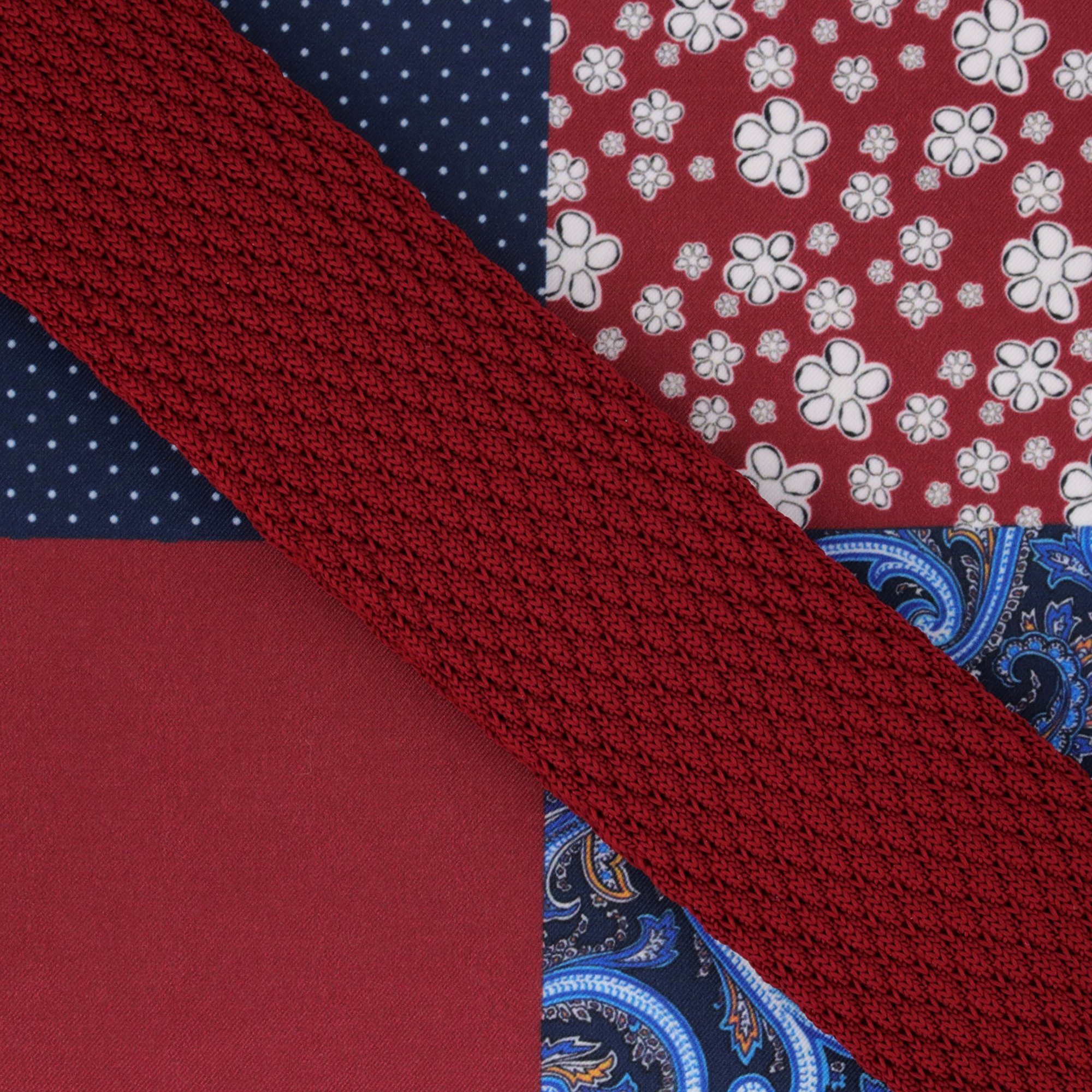 Rhomben Blumen, Dots Strick-Krawatte Bordeaux-Rot Herren-Krawatte Petrol Kavalierstuch Schmal Pünktchen Gestrickt, Skinny Paisley, Gepunktet) Woll-Schlips mit Slim, Wollkrawatte, Anzug Stahlblau GASSANI 4-Design, Weinrot Gemustert, Seide Tie, Rauten z. Uni, Royal-Blau Punkte, Dunkel-Rot (Set, Dunkel-Blau Krawatte Touch 2-St., Einstecktuch, Weiß Tiefrot